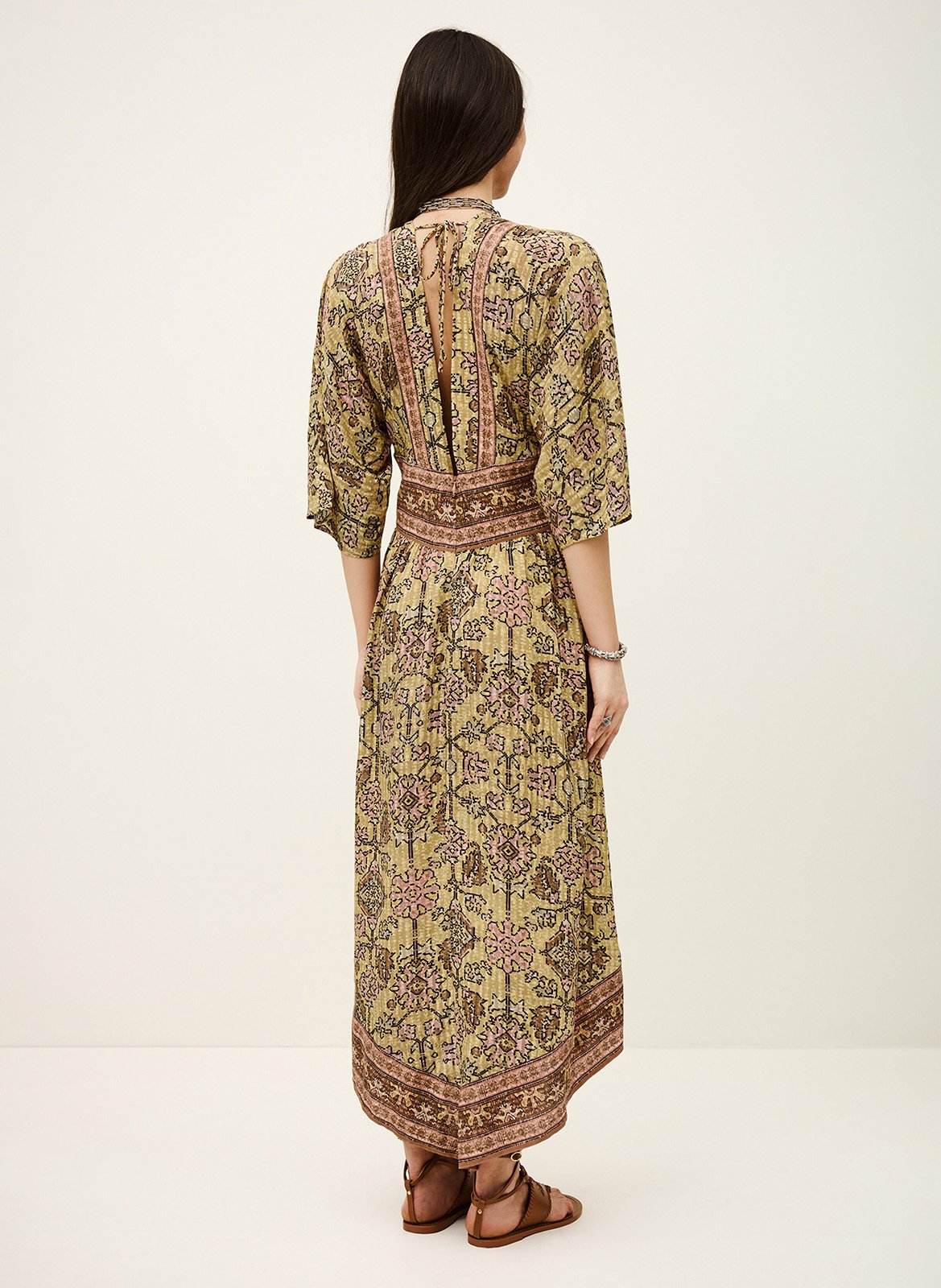 Robe longue col v pipa Jaune