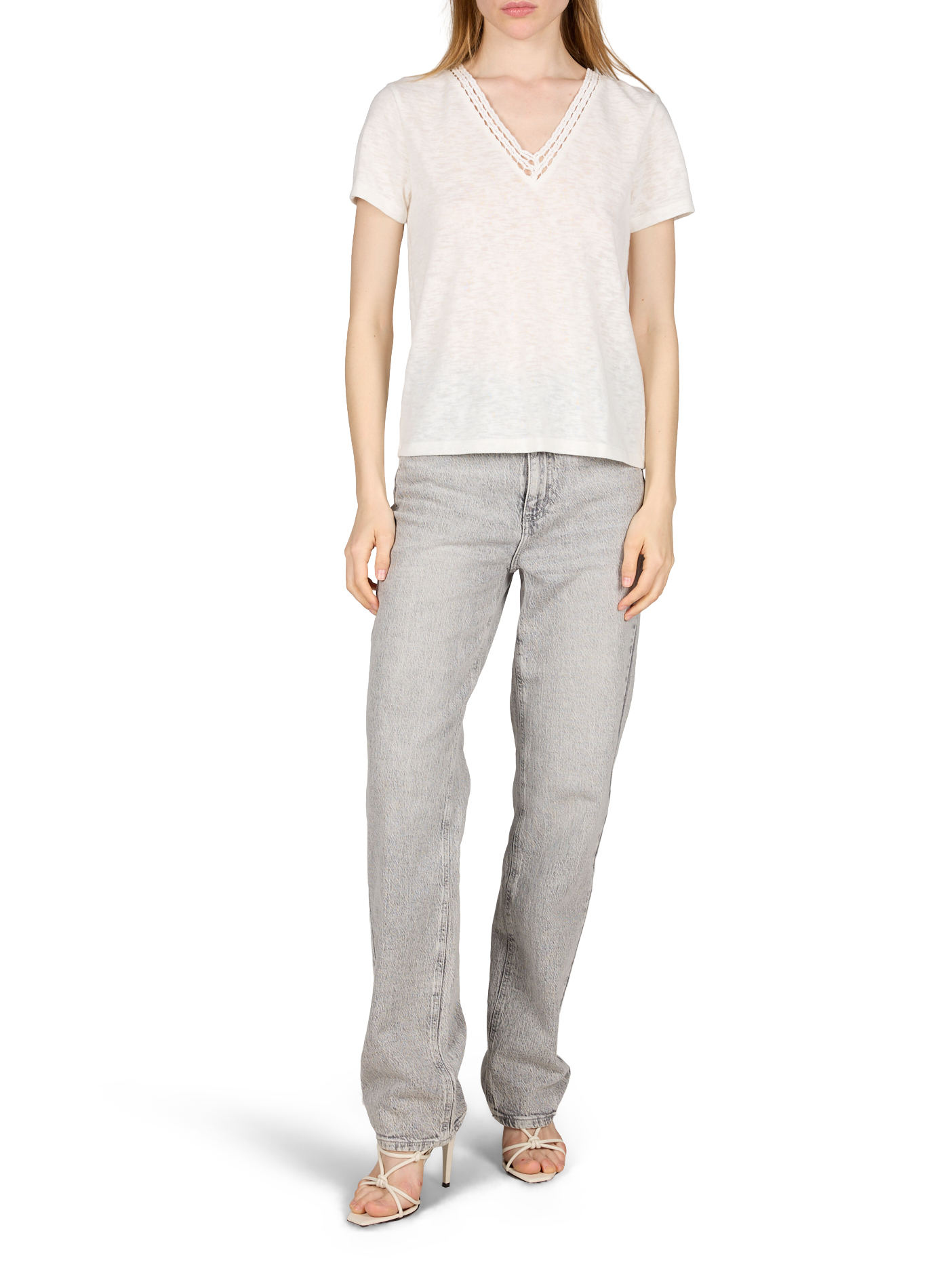 Regular fit jeans Vikelly in gemengd katoen VILA Grijs