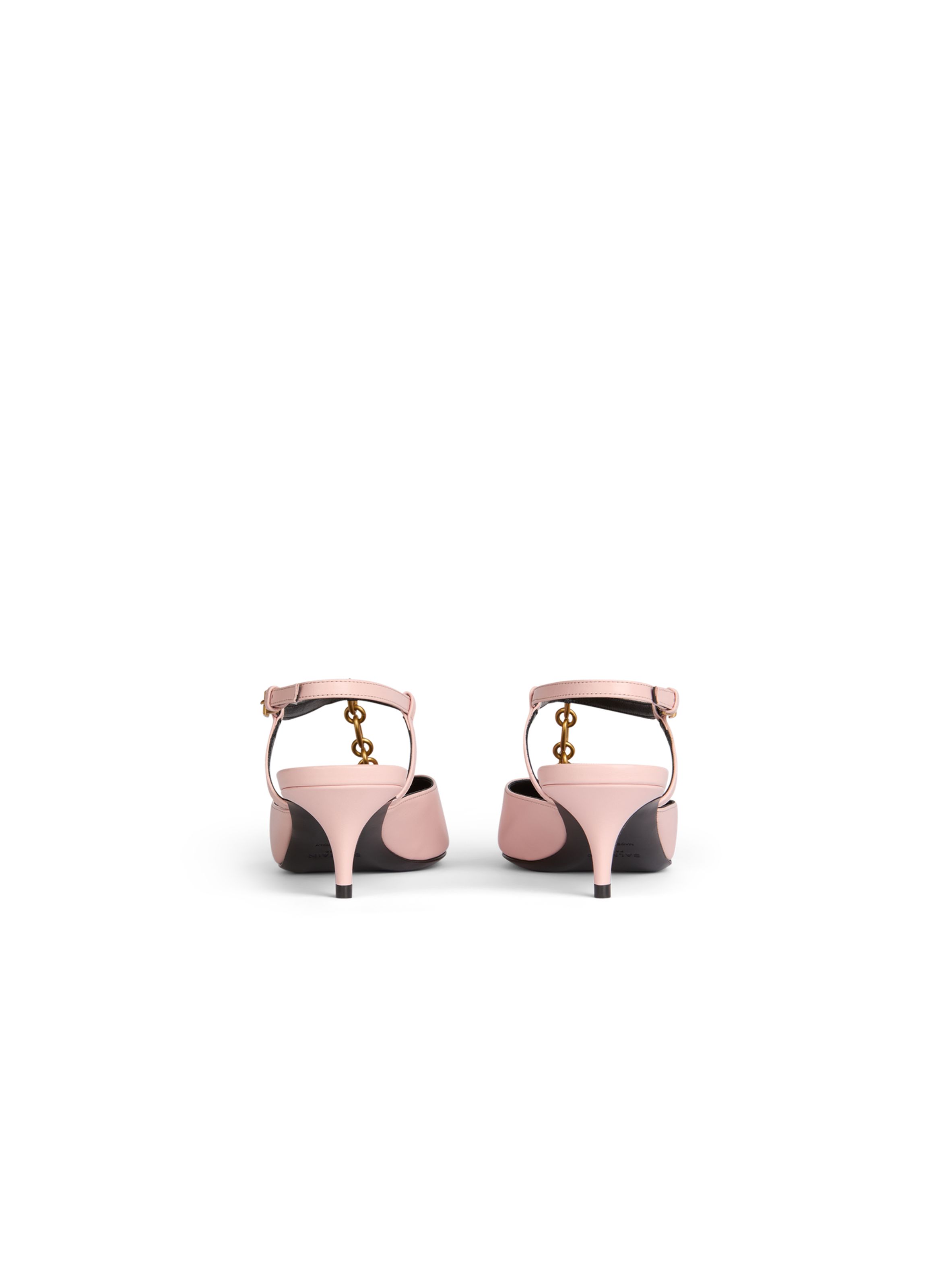 Slingbacks sync à talons en cuir avec chaîne BALMAIN Rose