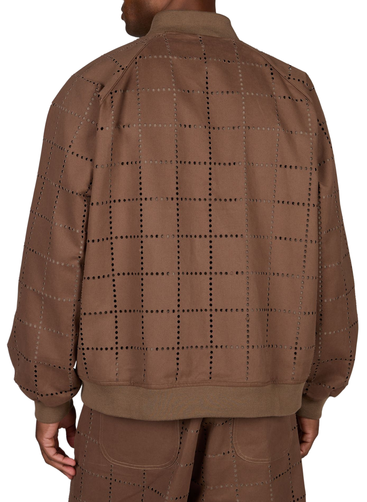 Chaqueta bomber de algodón con agujeros. PAS UNE MARQUE Marrón