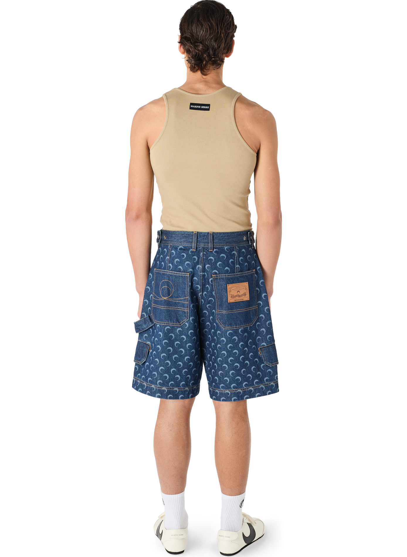 Débardeur logo moon en jersey côtelé de coton biologique MARINE SERRE Beige