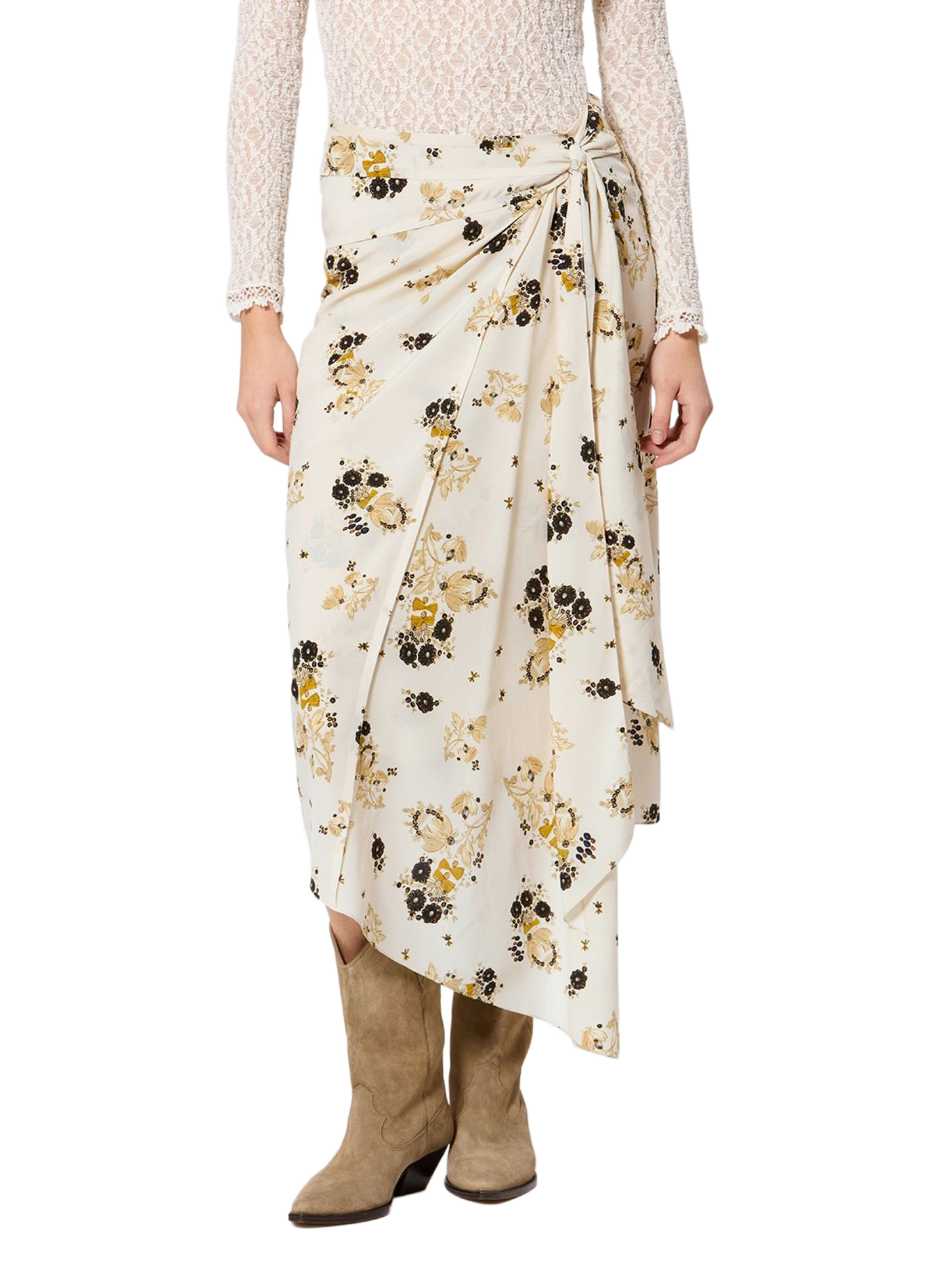 Midi asymmetrischer Rock in Seidenmischung ISABEL MARANT Weiss