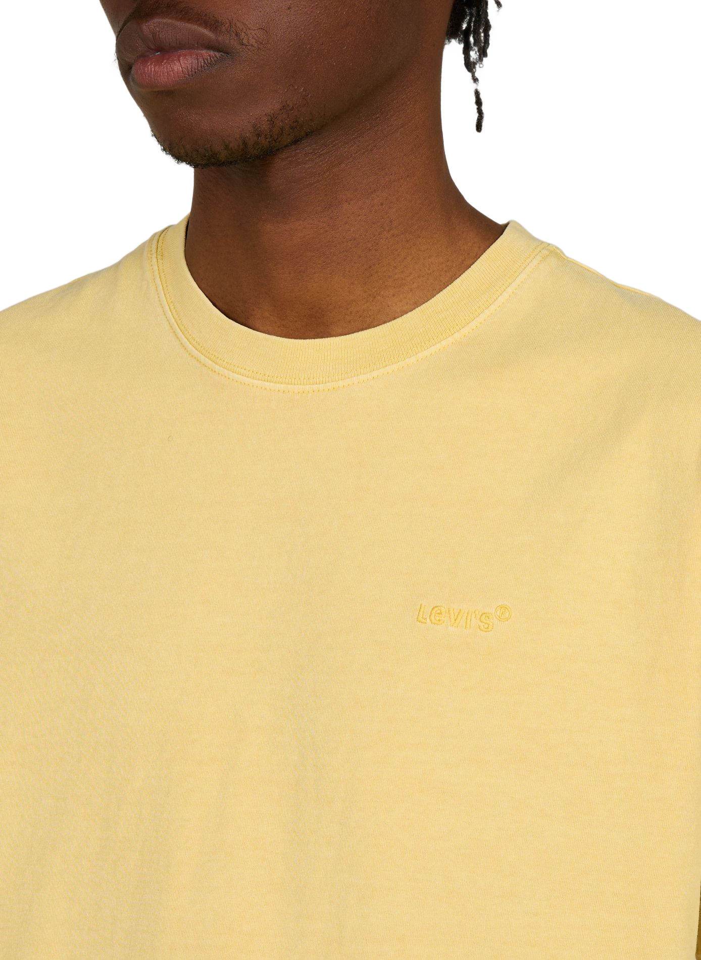 Einfarbiges T-Shirt mit Logo-Stickerei LEVI'S Gelb