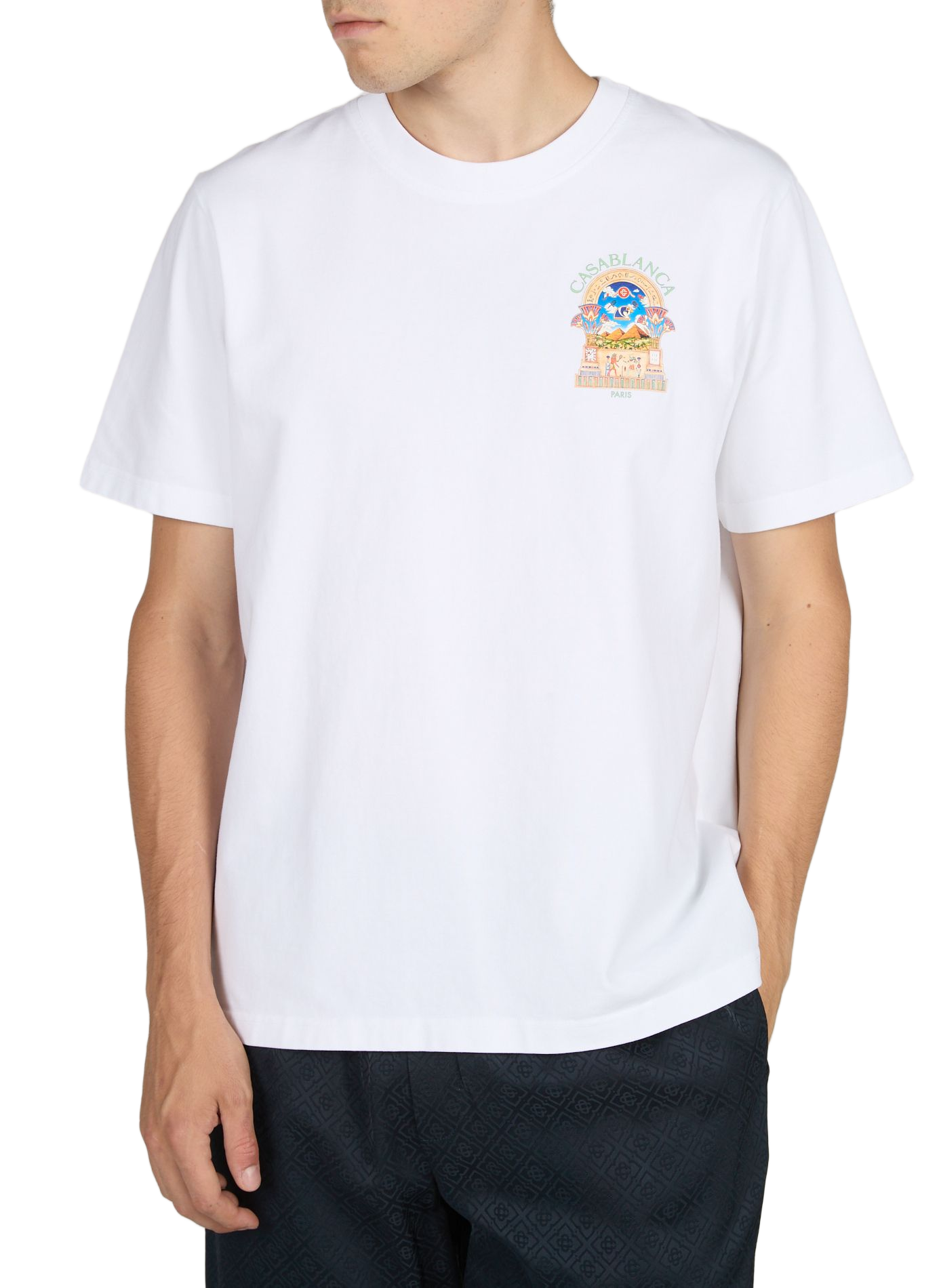 Tee-shirt droit col rond sérigraphié en coton CASABLANCA PARIS Blanc