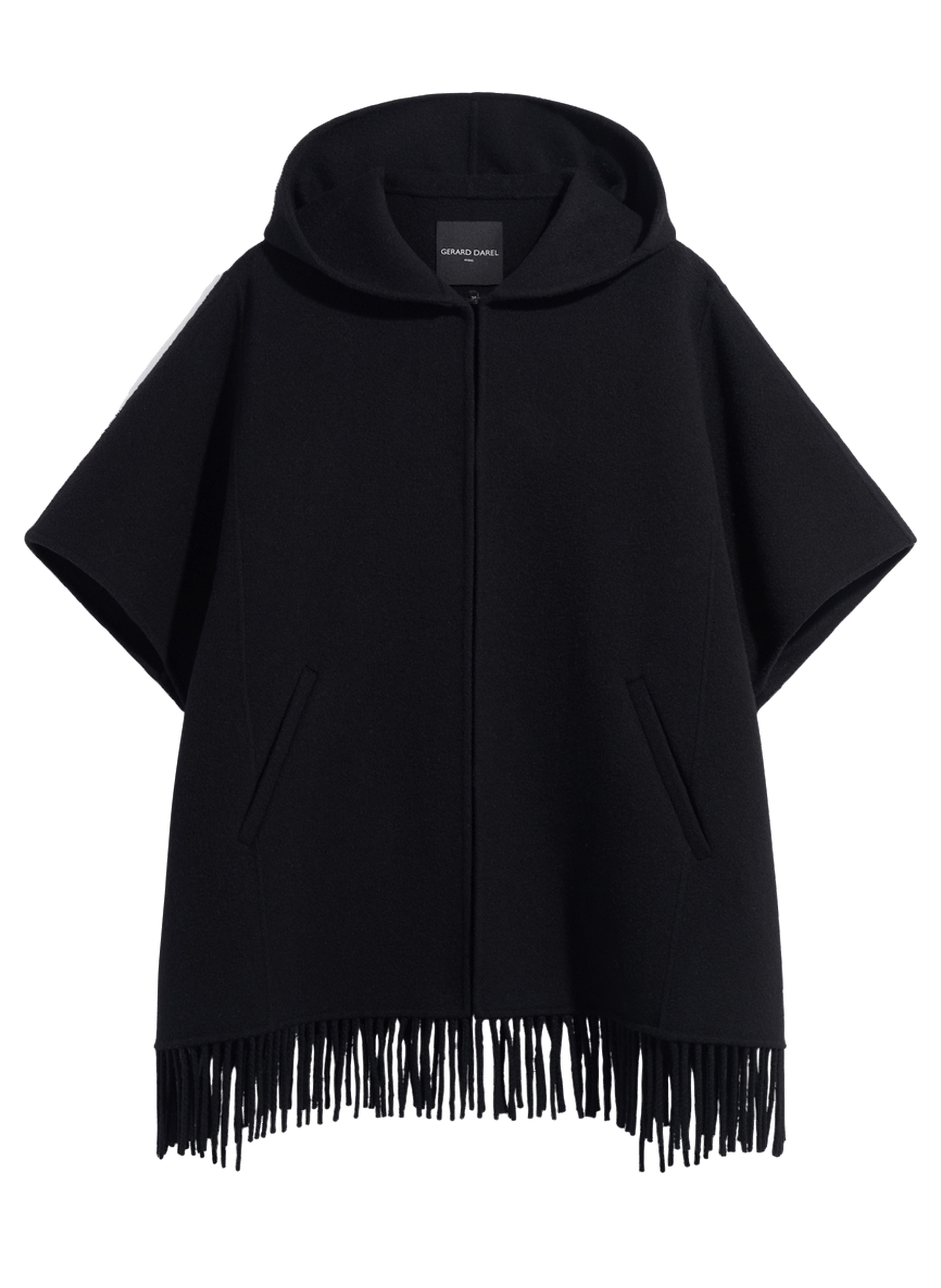Cape à franges et capuche - ady GERARD DAREL Noir