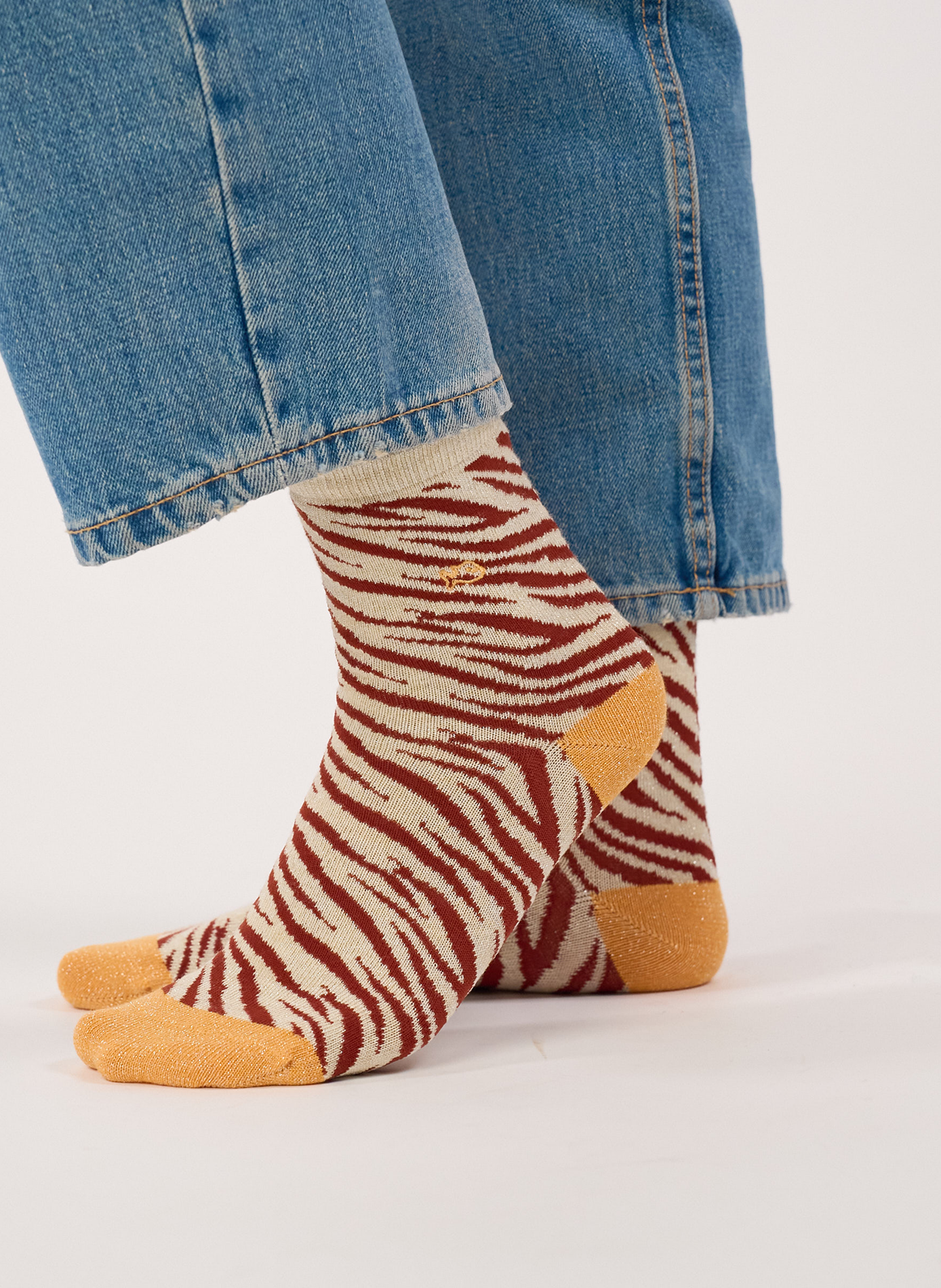 Chaussettes en coton peigné zèbre BILLYBELT Marron