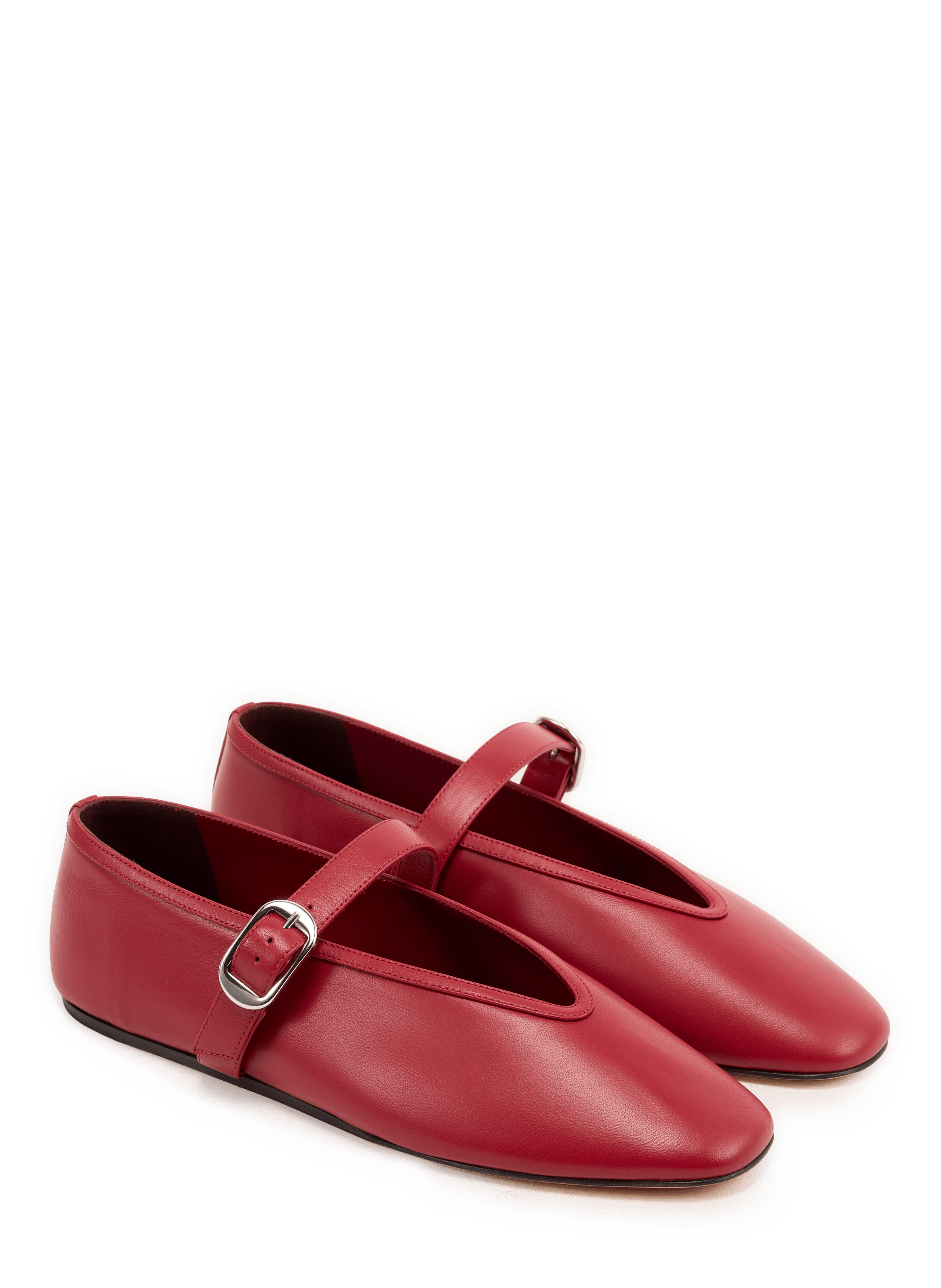 Stella sheepskin leather ankle-strap ballerina flats | Red LE MONDE BÉRYL Women