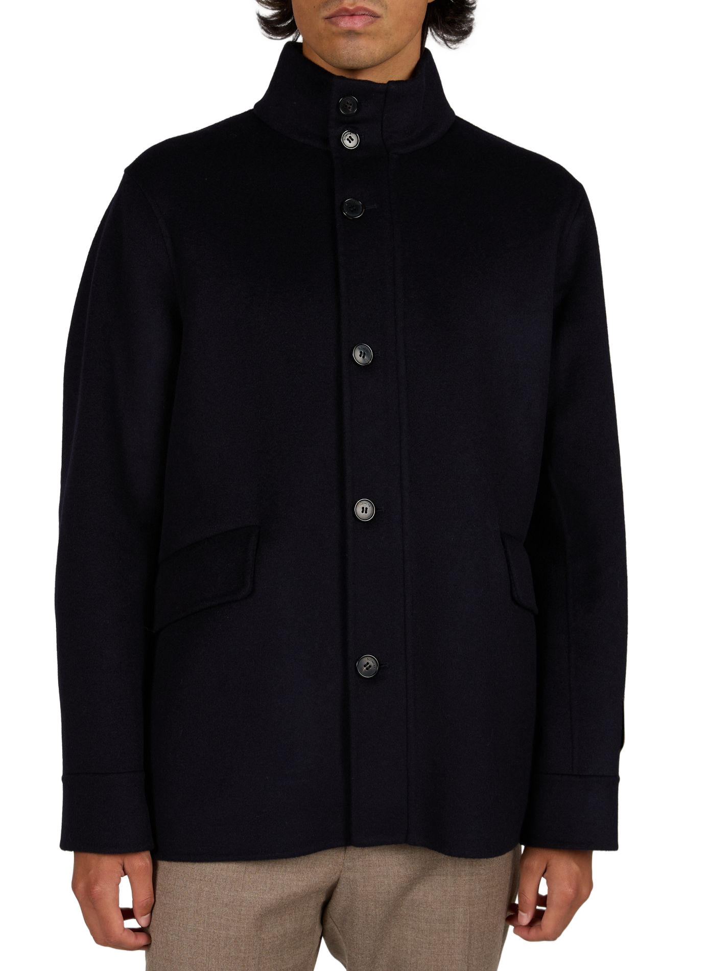 Jas met opstaande kraag van gemengde wol SLOWEAR Blauw