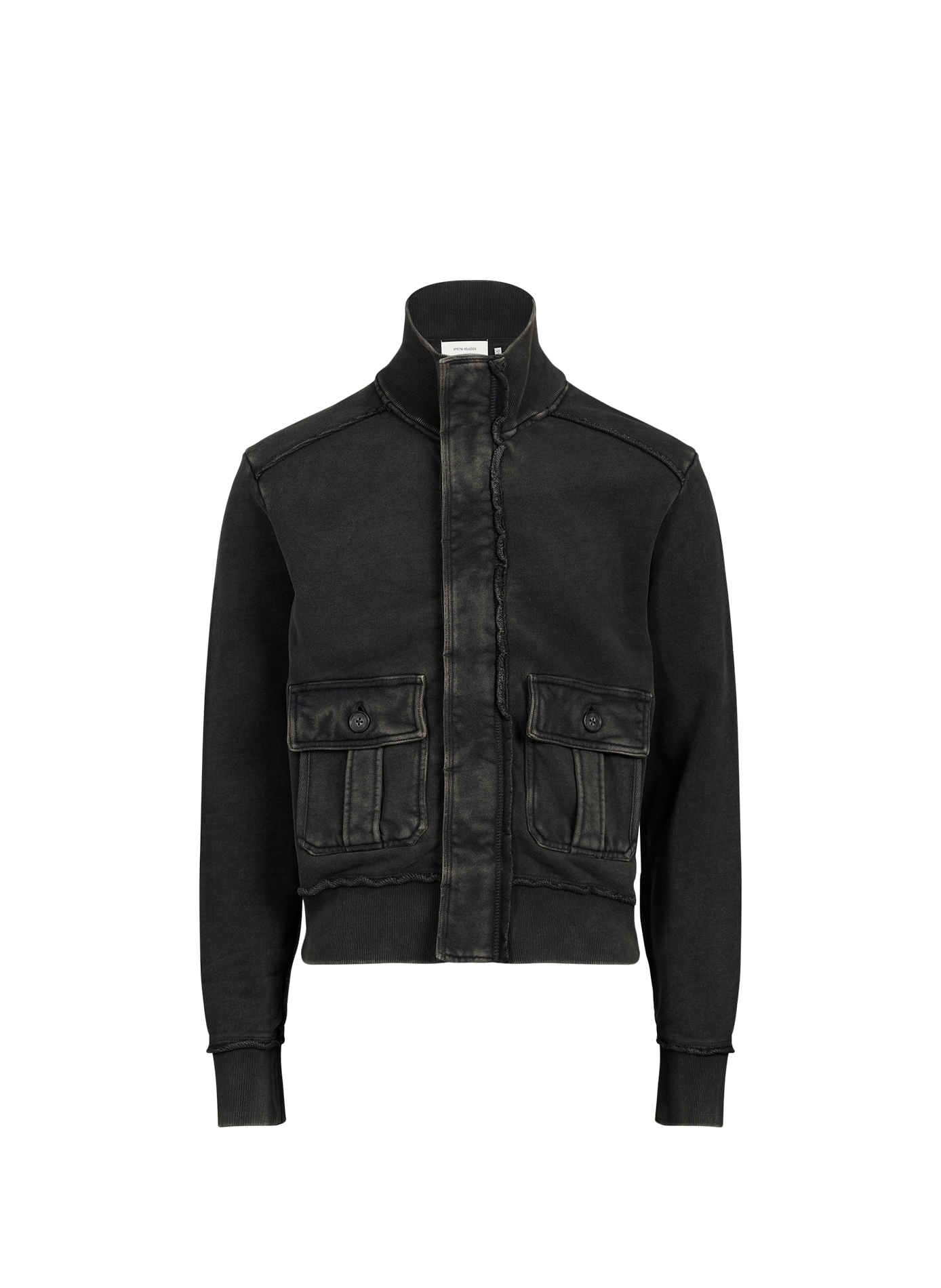 Veste droite col montant en coton ENTIRE STUDIOS Noir
