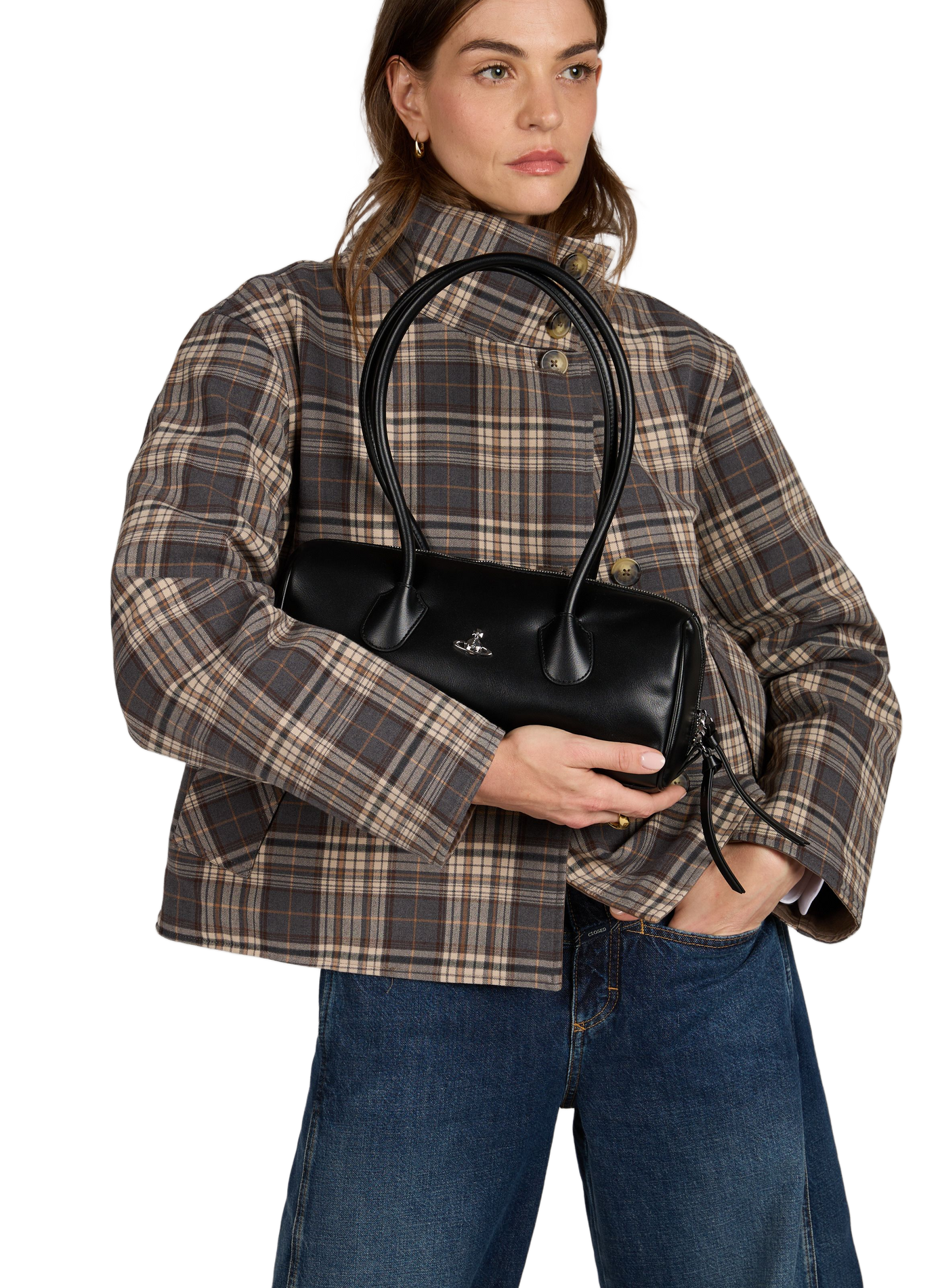 Zippered solid color baguette bag VIVIENNE WESTWOOD Black