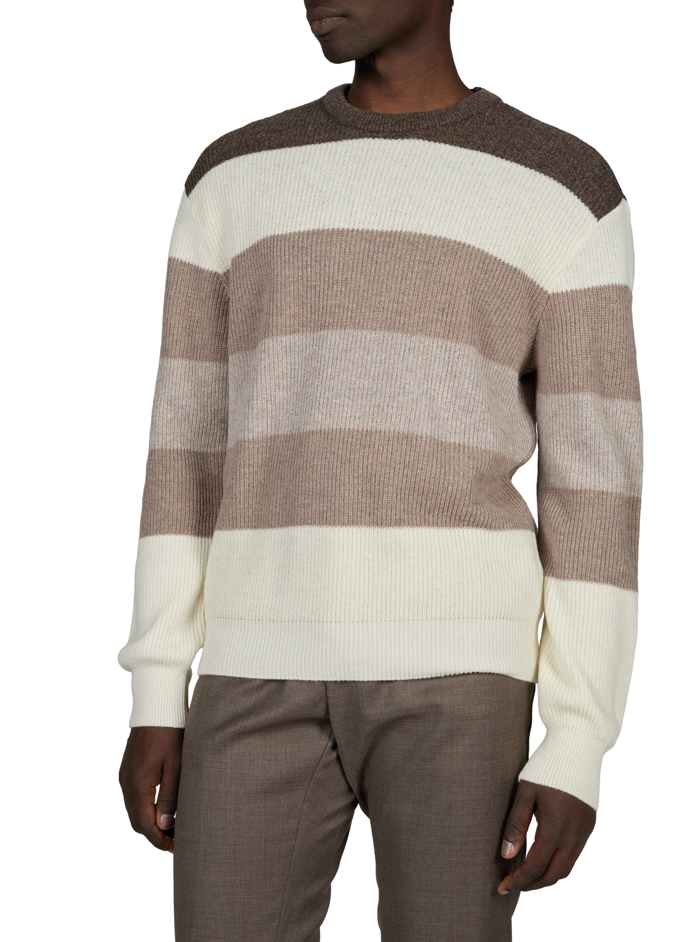 Loose-Fitting Striped Crew-Neck Wool Sweater PAUL & SHARK Beige