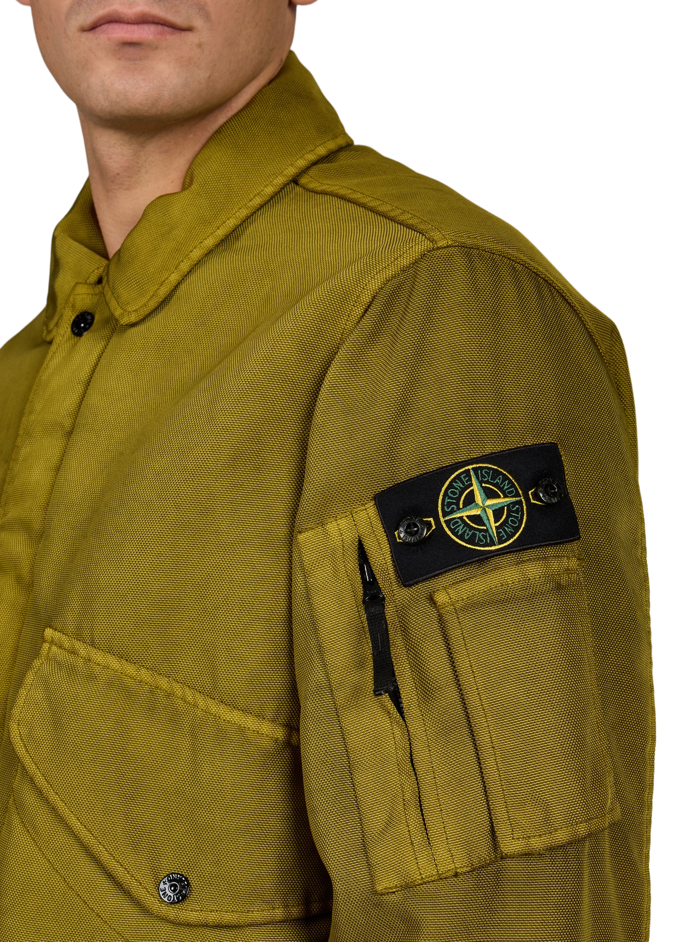 Straight jacket with classic collar STONE ISLAND Khaki
