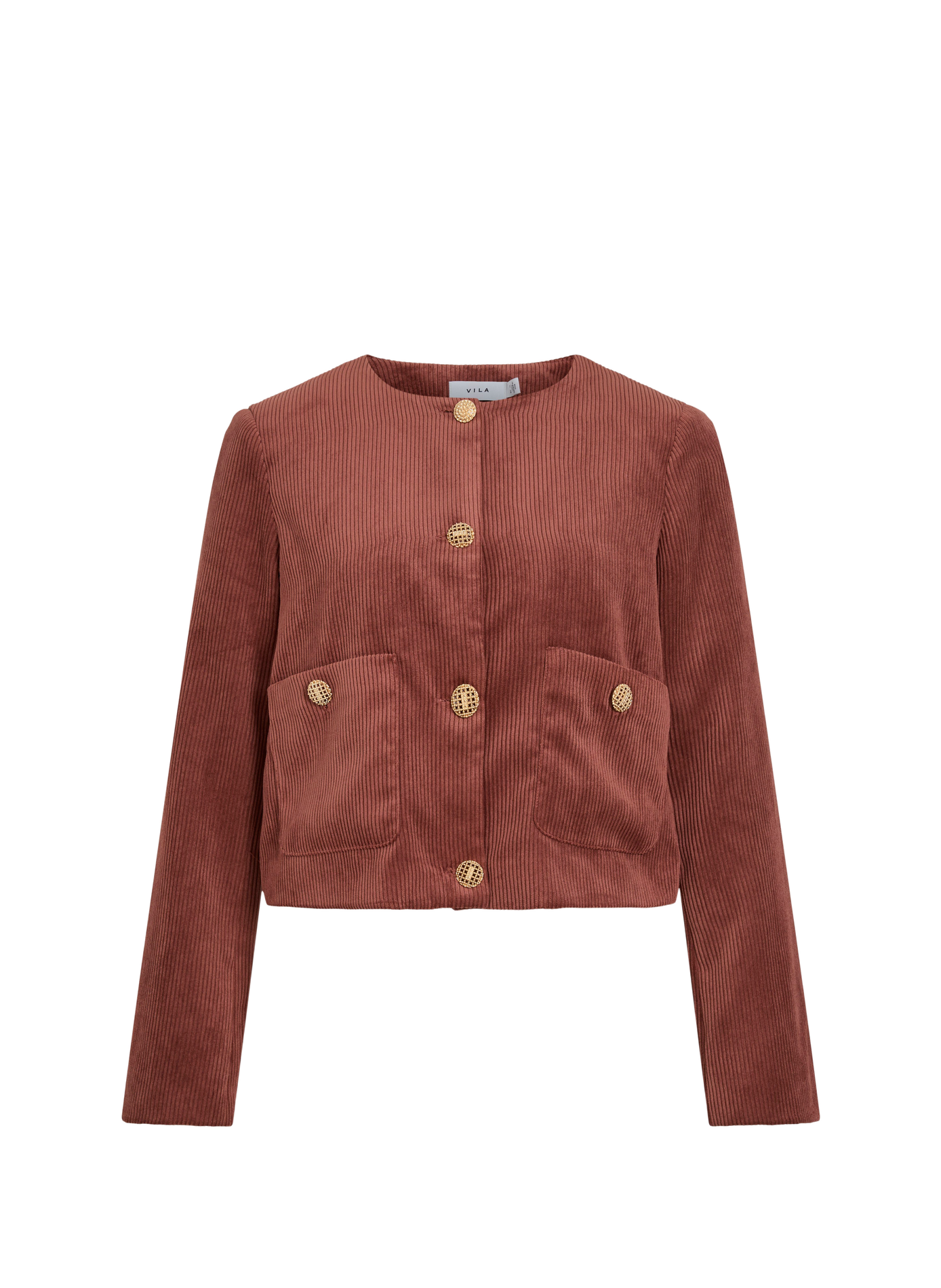 Straight round-neck corduroy jacket VILA Beige