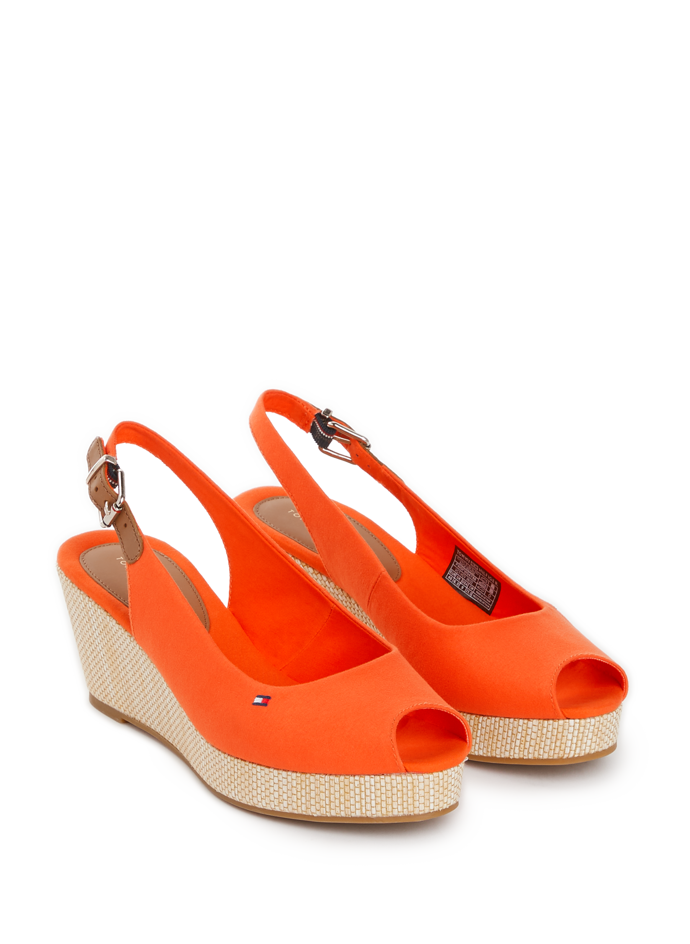 Slingback à talon en coton et cuir