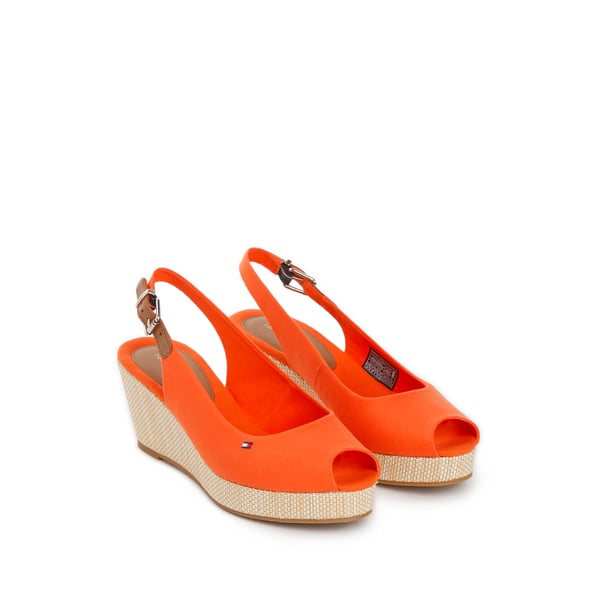 Slingback à talon en coton et cuir