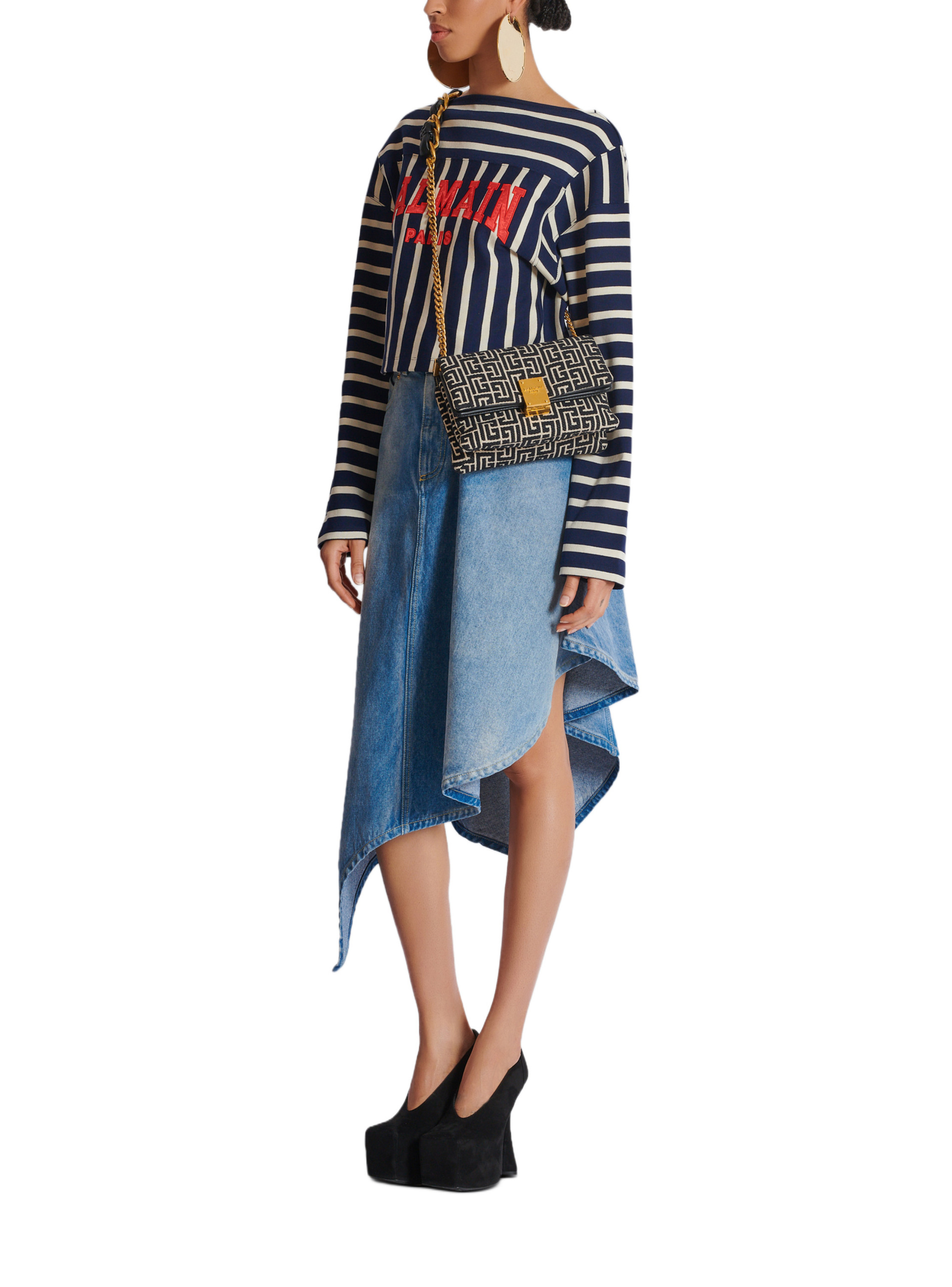 Sac 1945 soft petit modèle en jacquard monogramme BALMAIN Noir