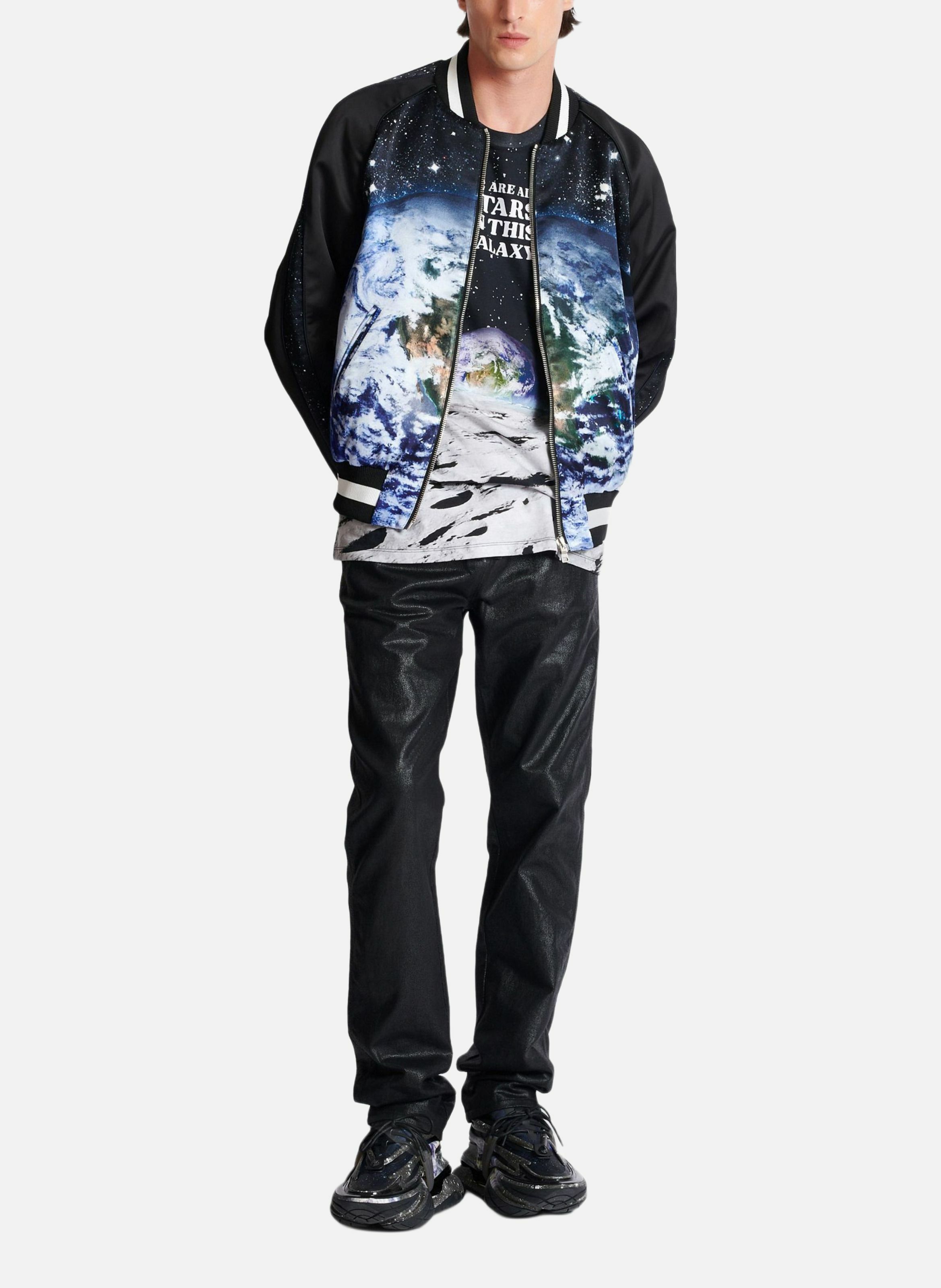 Bomber imprimé motif earth and stars BALMAIN Noir