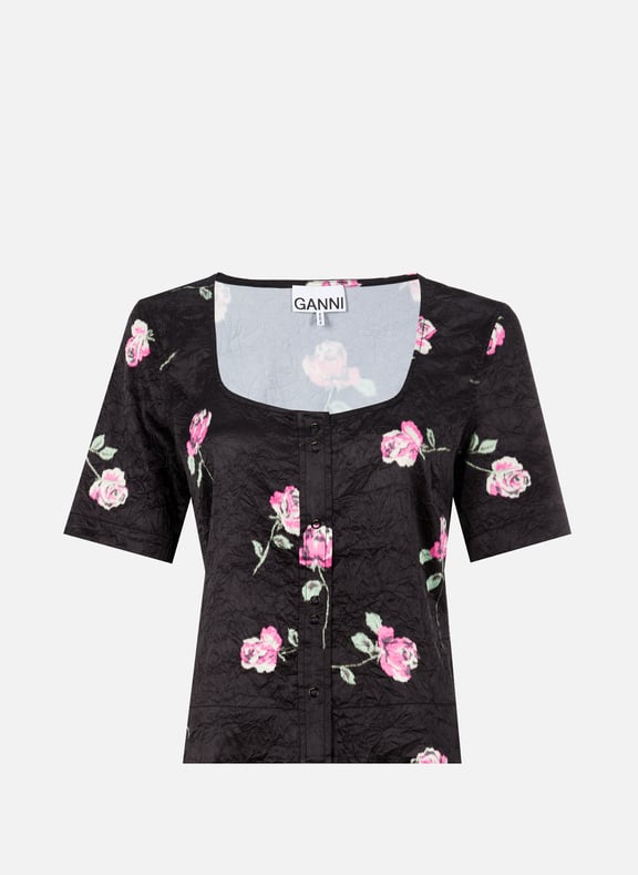 Crushed satin top Black by GANNI GANNI Crushed satin top Black