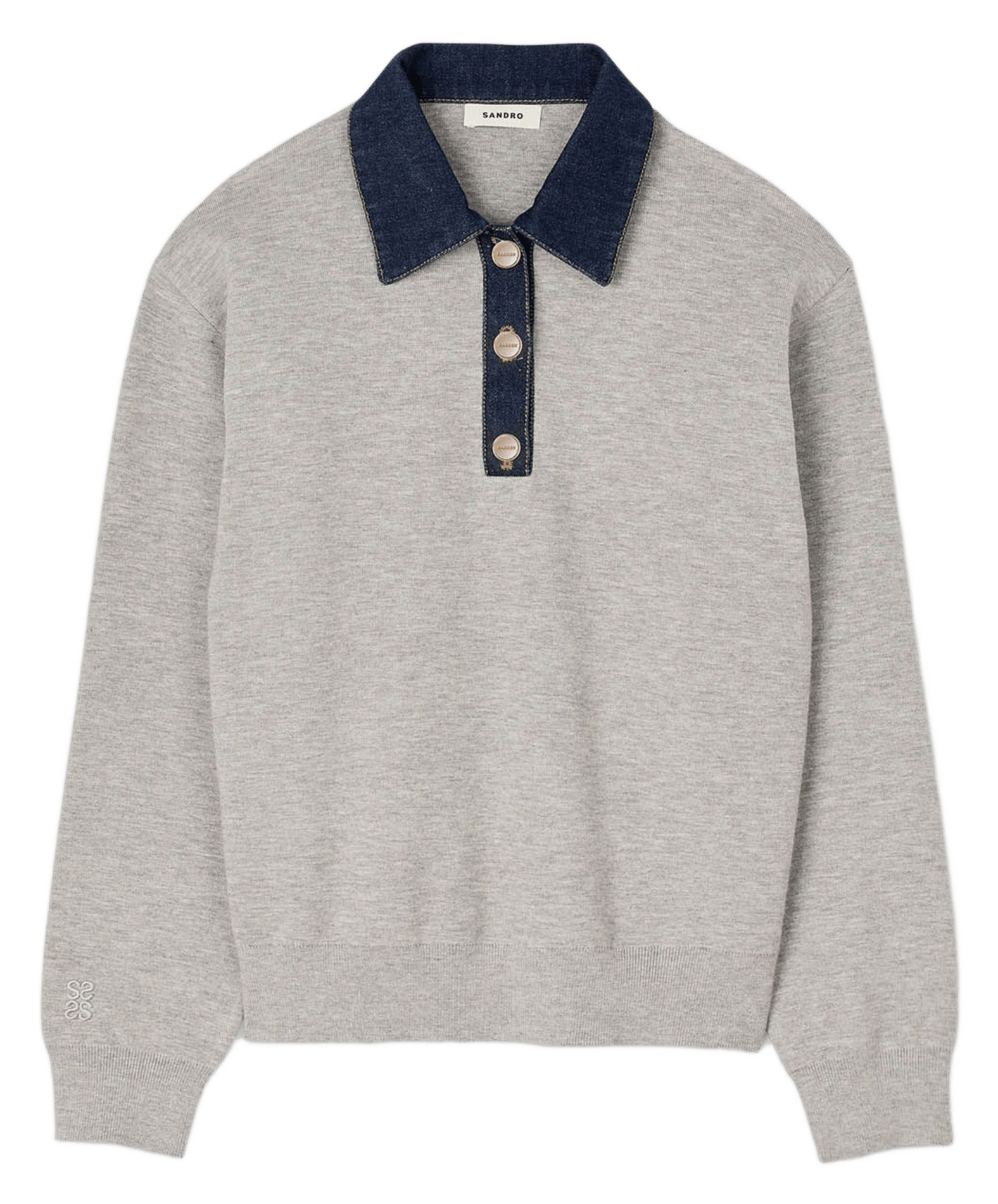 Pull ample à col en jean SANDRO Gris