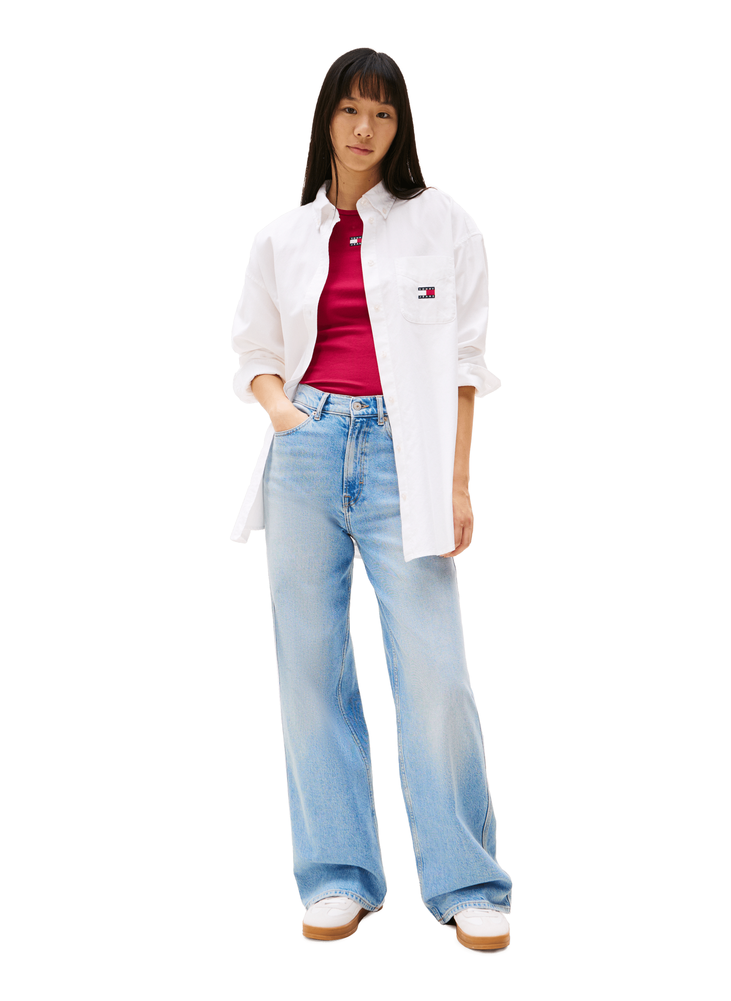 Jean jambe ample taille haute Bleu