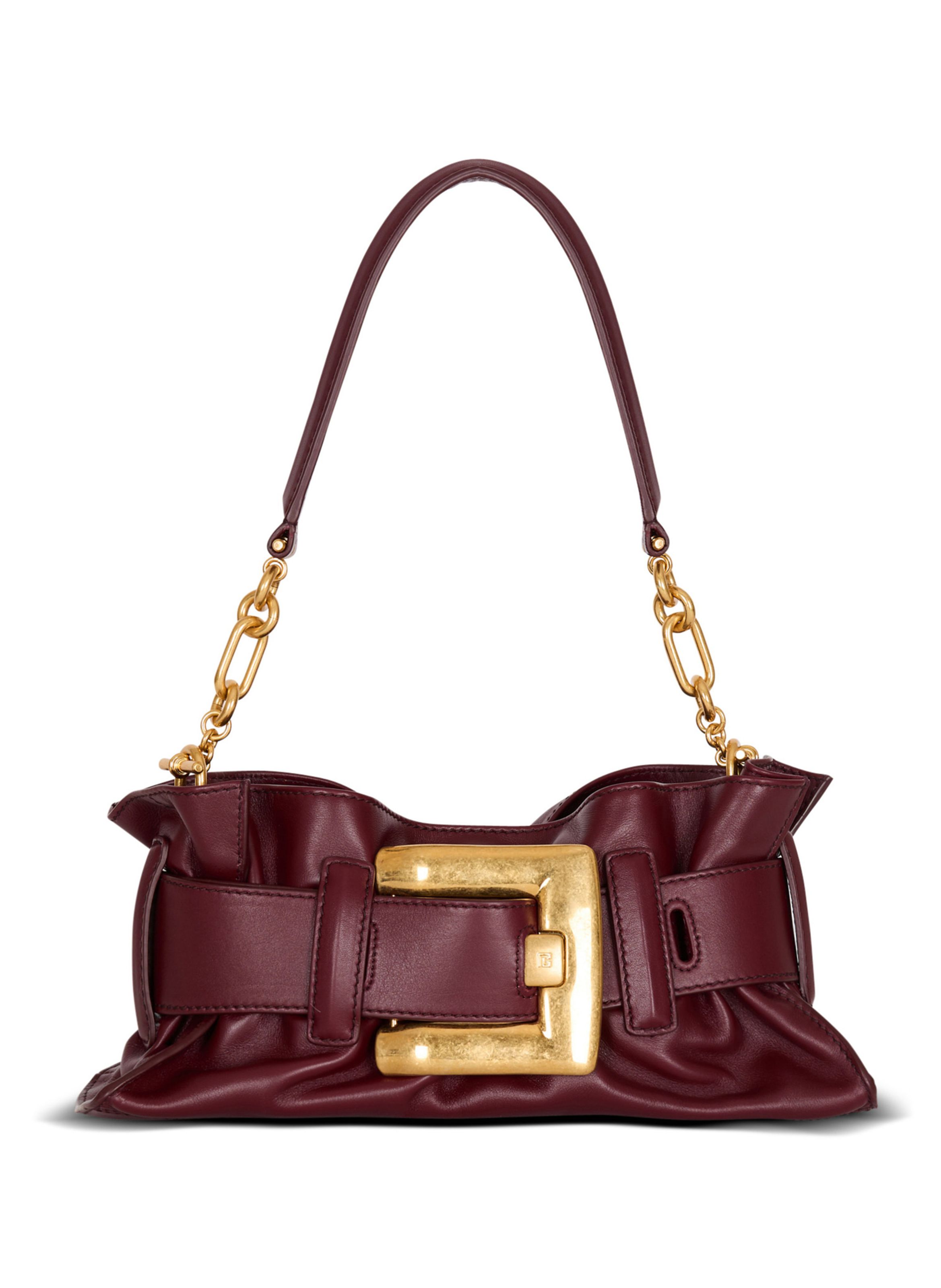 Sac anthem mini en cuir de veau BALMAIN Marron