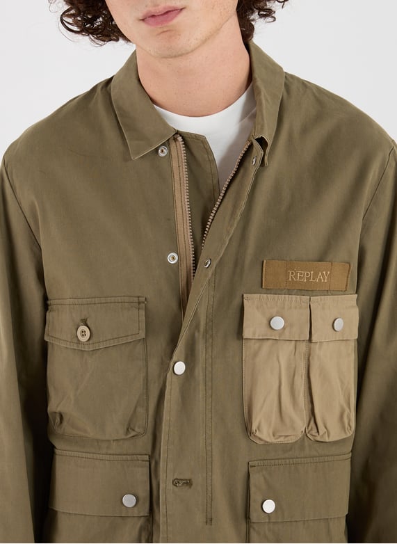 Veste-chemise militaire en coton mélangé | Vert by REPLAY Veste-chemise militaire en coton mélangé Vert