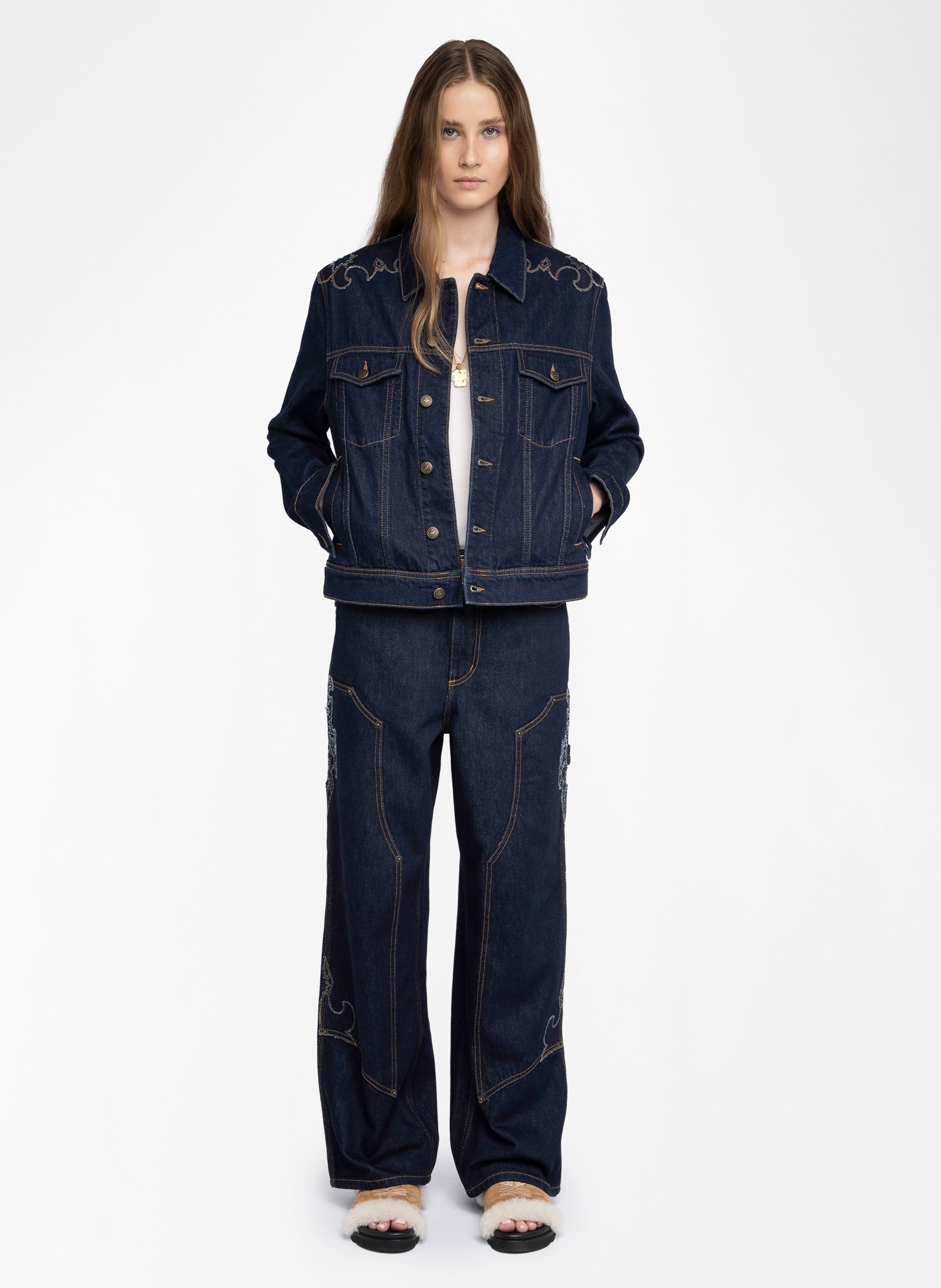 Veste col classique en denim de coton bases ZADIG&VOLTAIRE Bleu