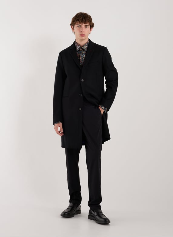 Manteau col tailleur en laine et cachemire mélangés | Noir by PAUL SMITH Manteau col tailleur en laine et cachemire mélangés Noir