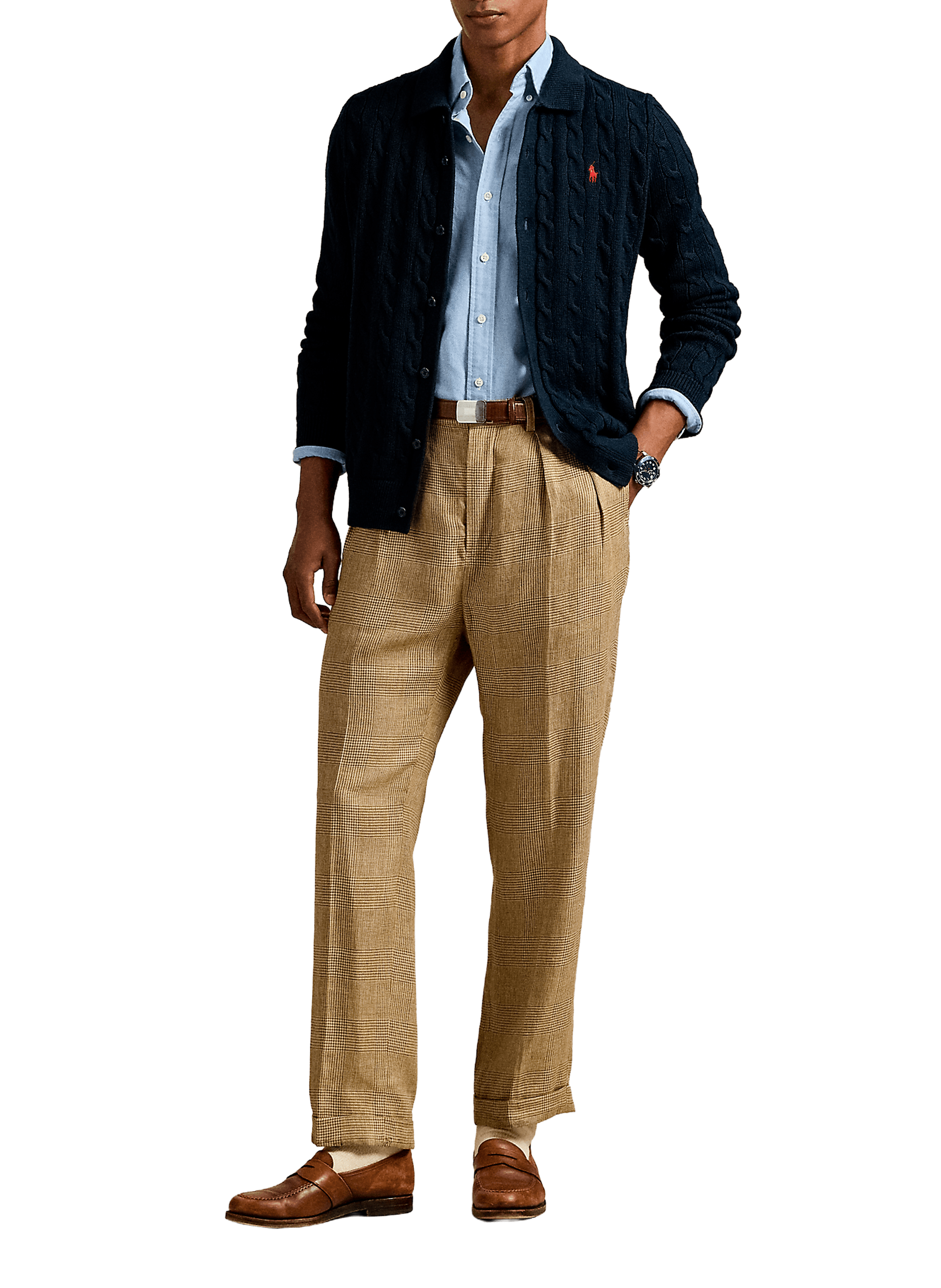 Gilet col classique en coton POLO RALPH LAUREN Bleu