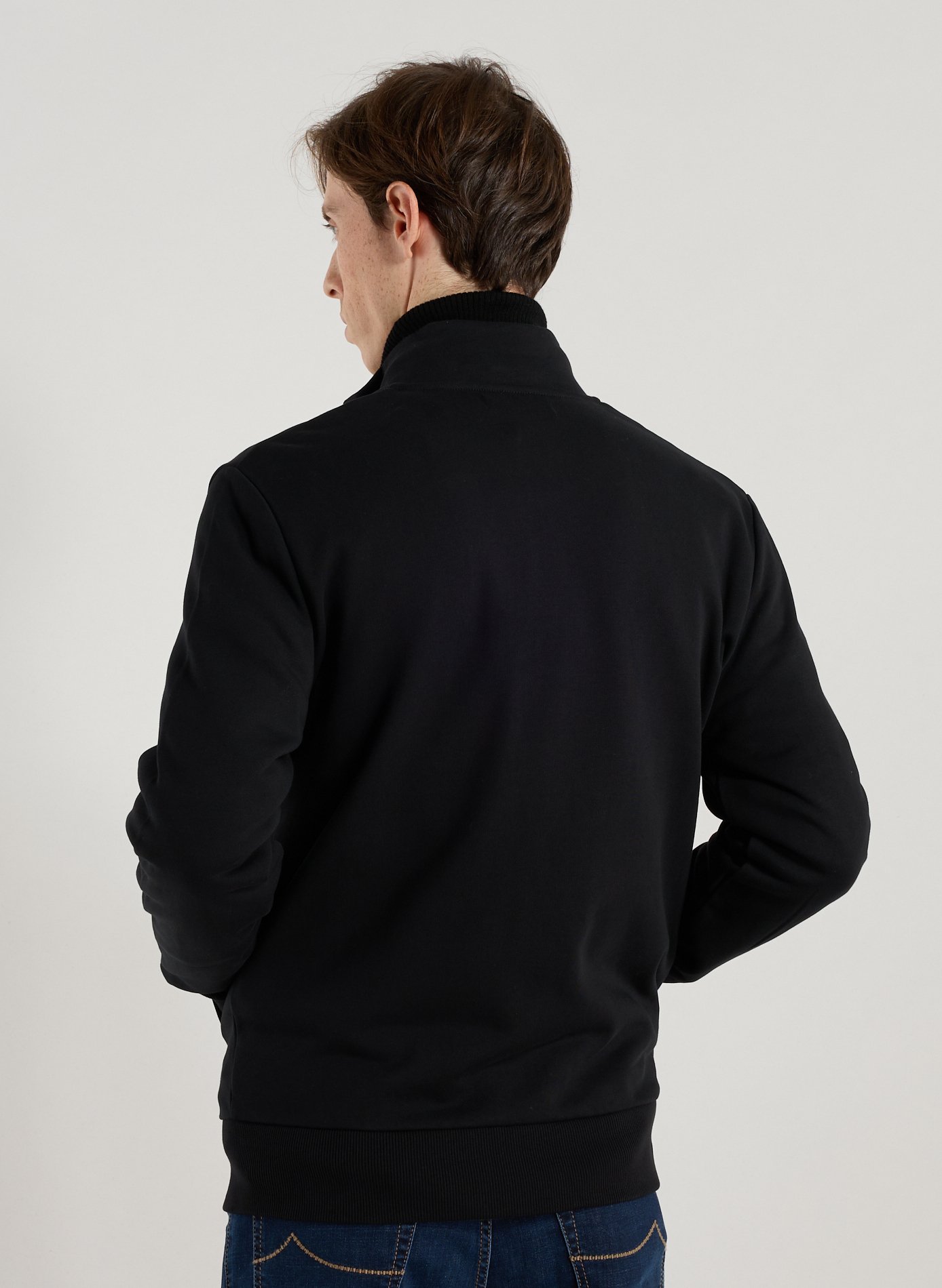 Zip-up high-neck cotton sweatshirt FRED PERRY Black