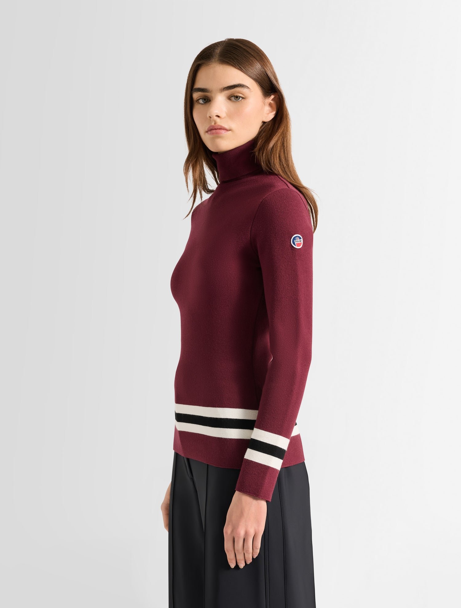 Pull judith col roulé coupe ajustée FUSALP Rouge