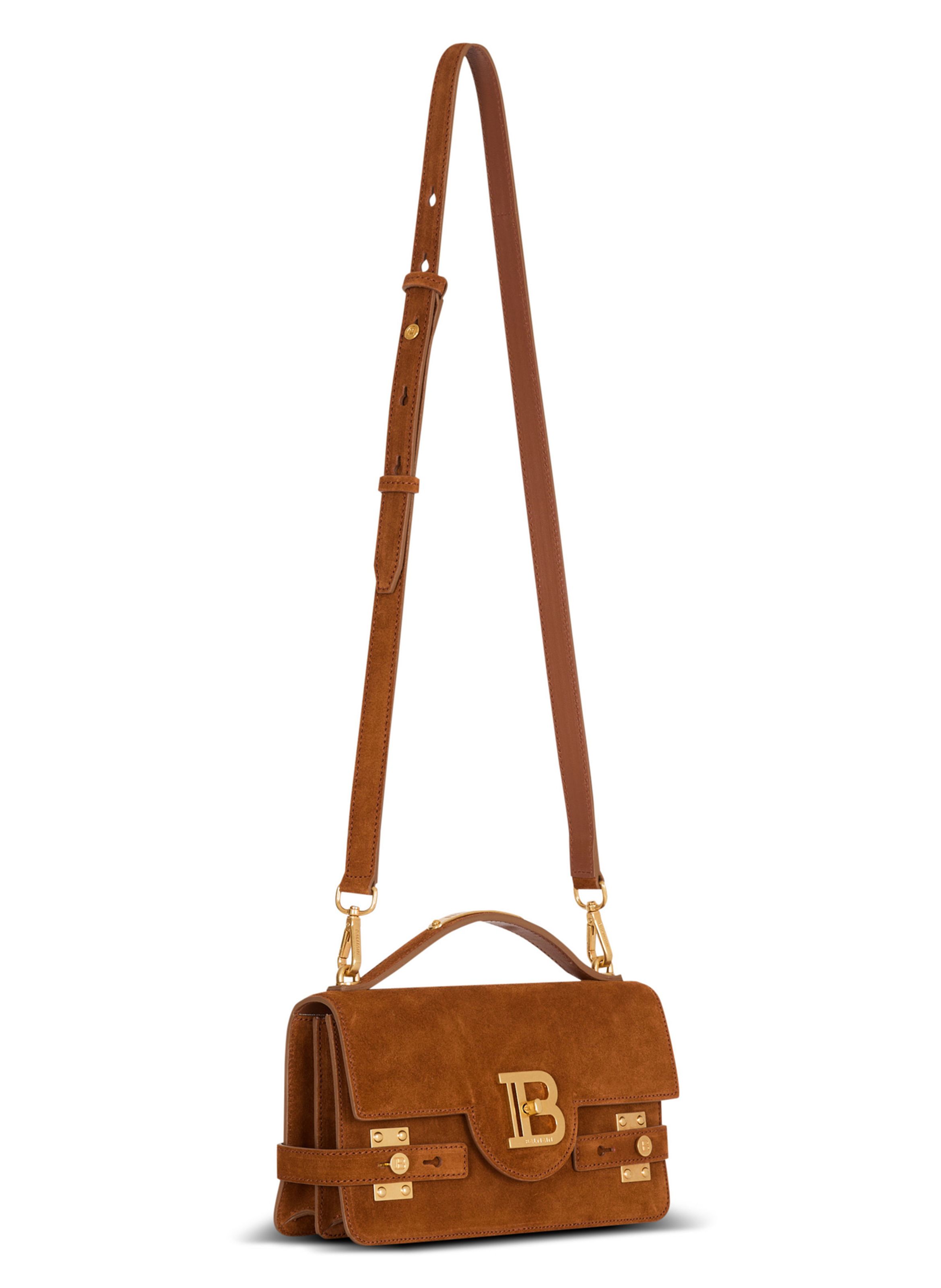 Sac b-buzz shoulder 24 en daim BALMAIN Marron
