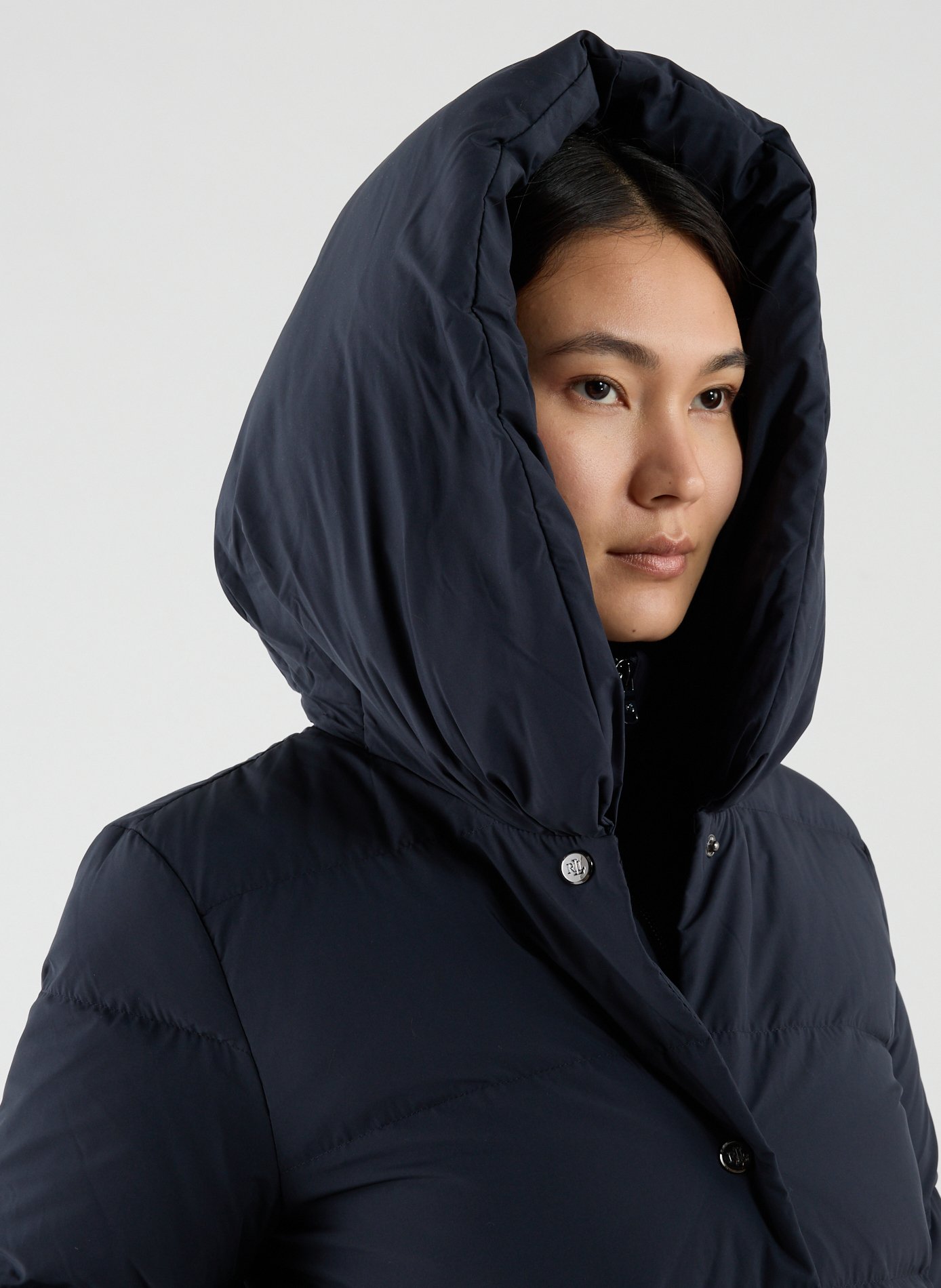 Doudoune longue matelassée à capuche LAUREN Bleu