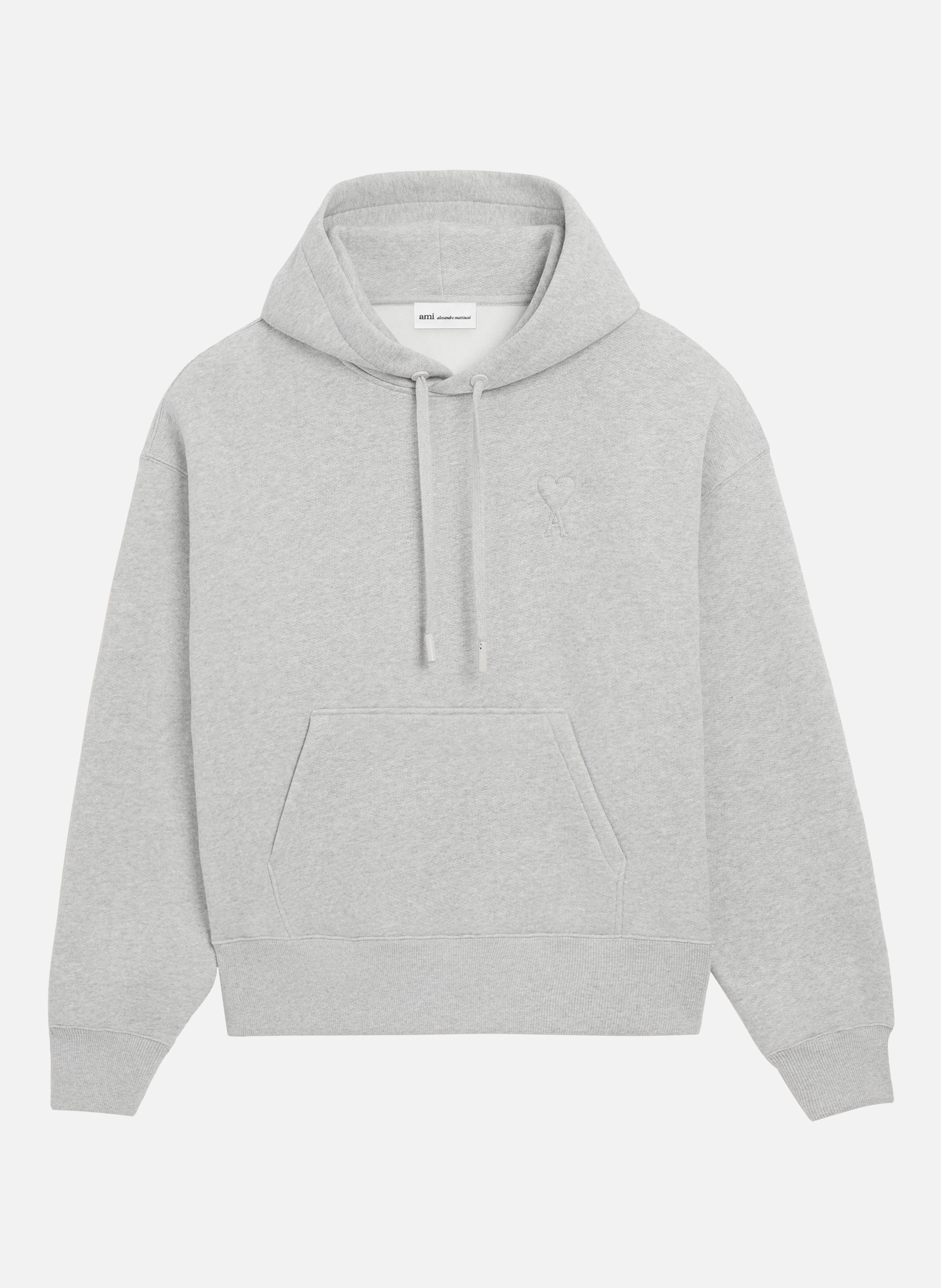 Hoodie ami de coeur embossé unisexe en coton AMI PARIS Gris