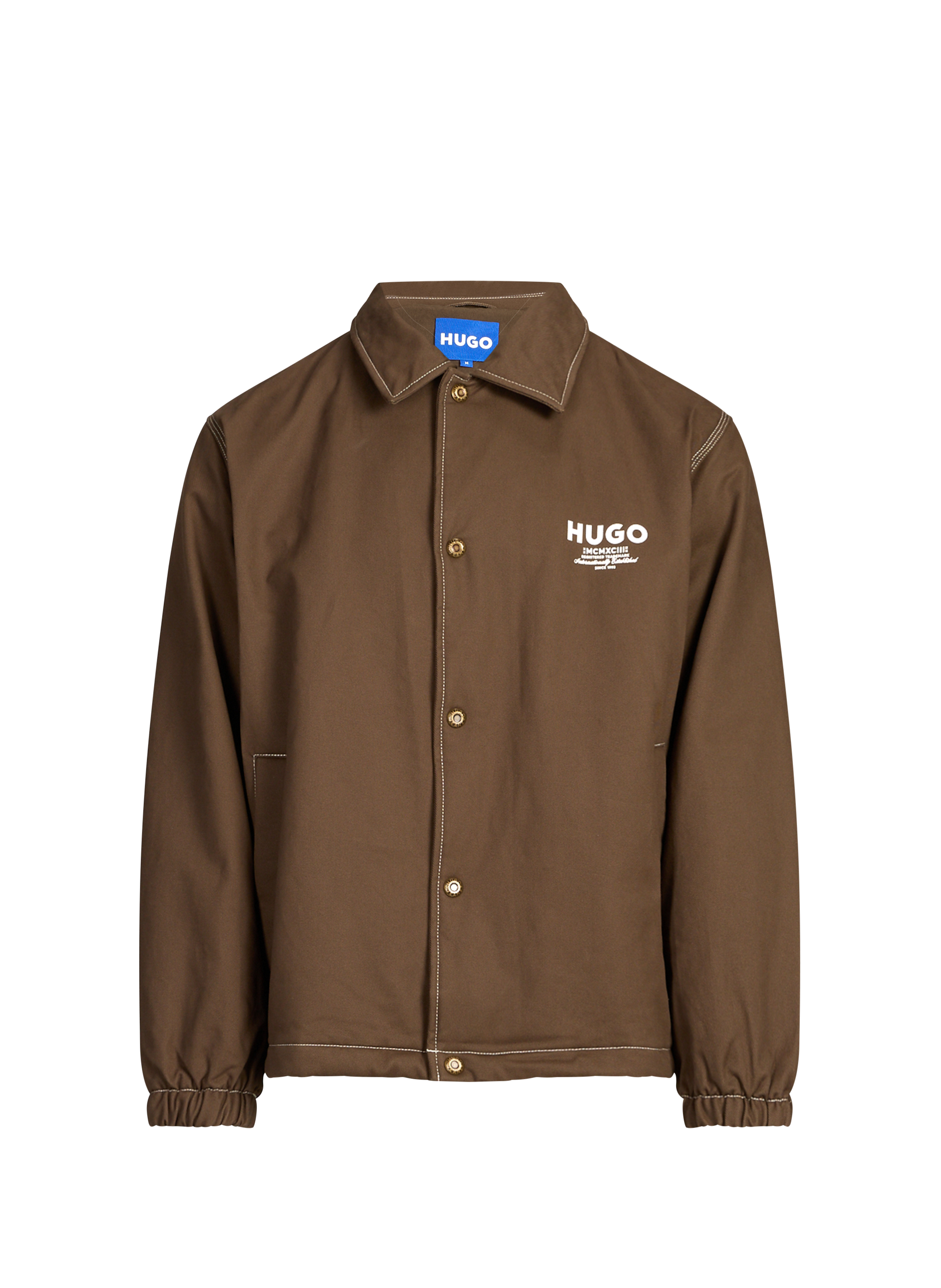 Oversized jacket with classic cotton collar HUGO BLUE Brown