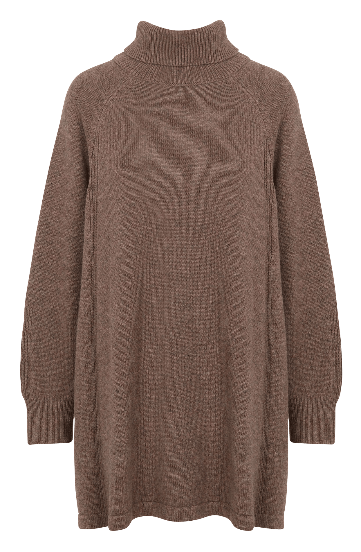 Robe courte col roulé en laine et coton medee Marron