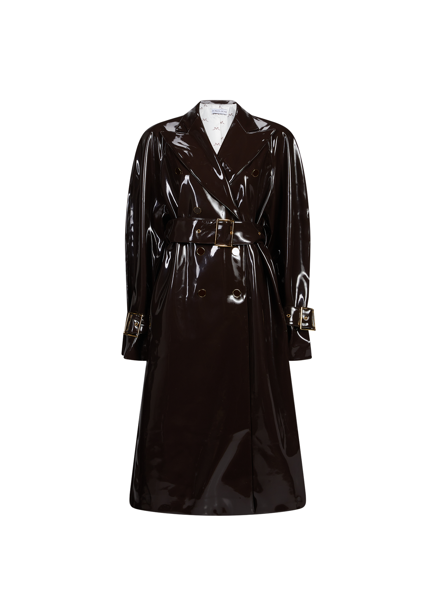 Trench verni avec ceinture ROWEN ROSE Marron