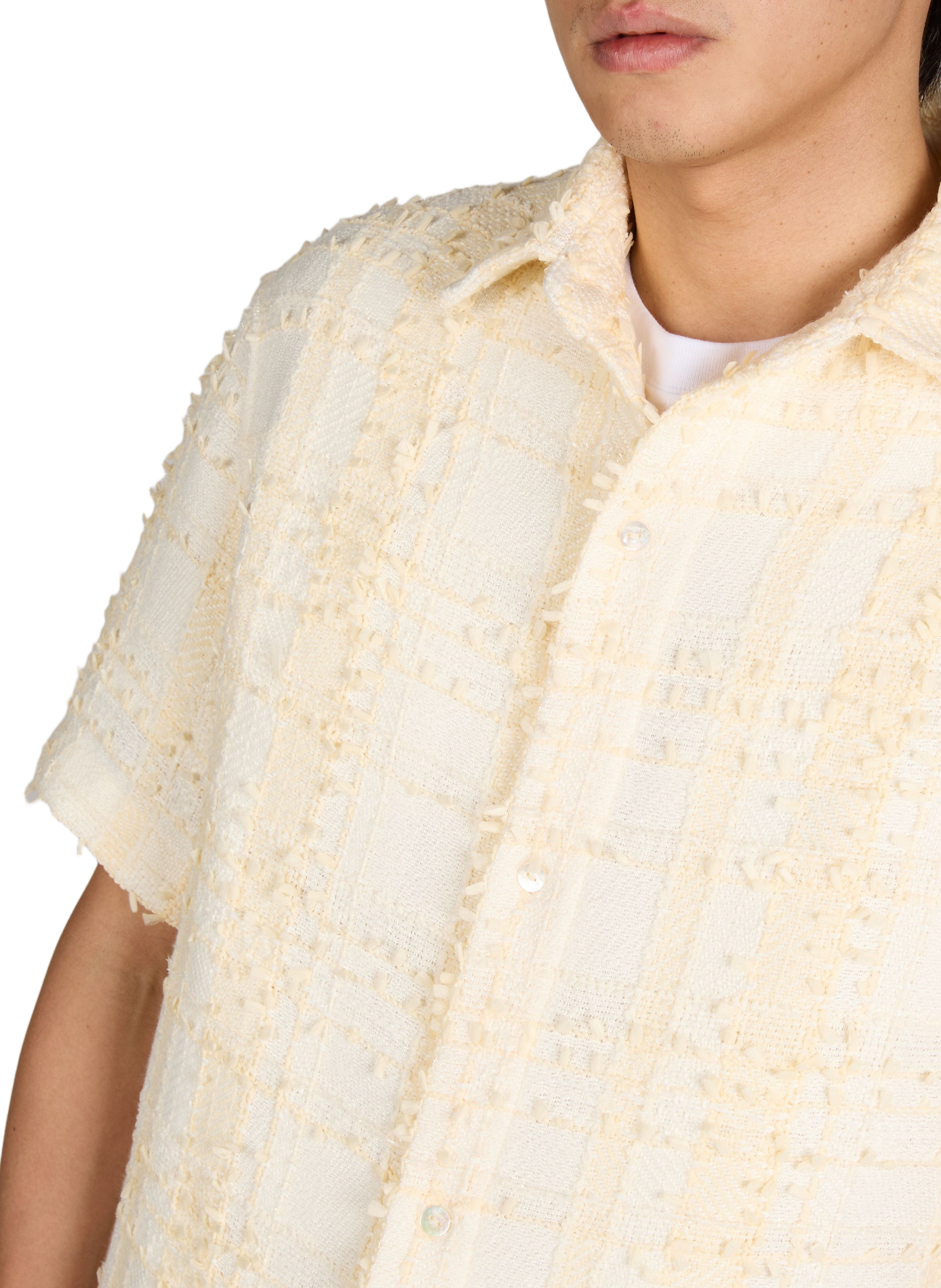 Short-sleeved tweed shirt MOUTY White