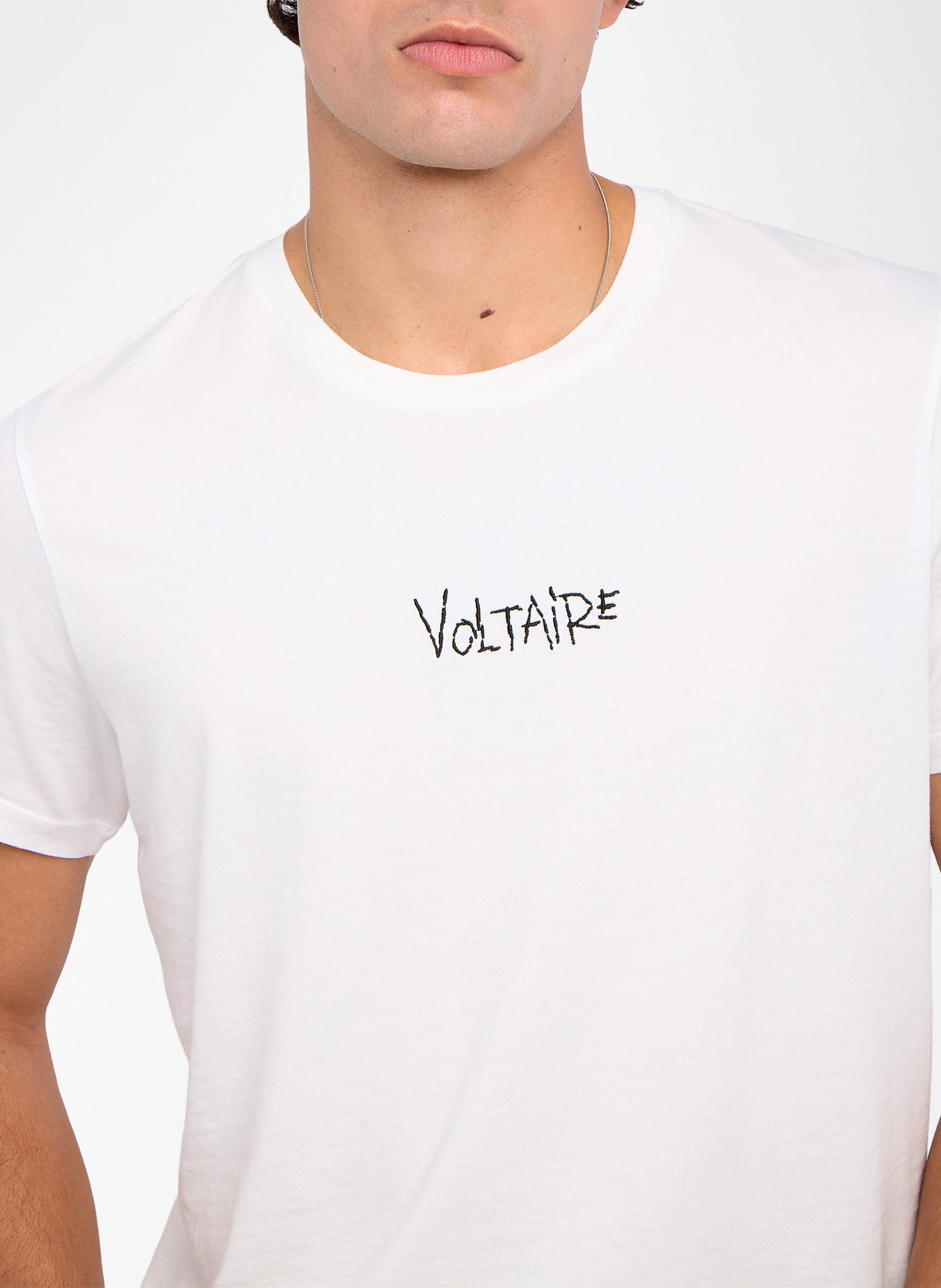 Tee-shirt droit col rond en coton imprimé tommy ZADIG&VOLTAIRE Blanc