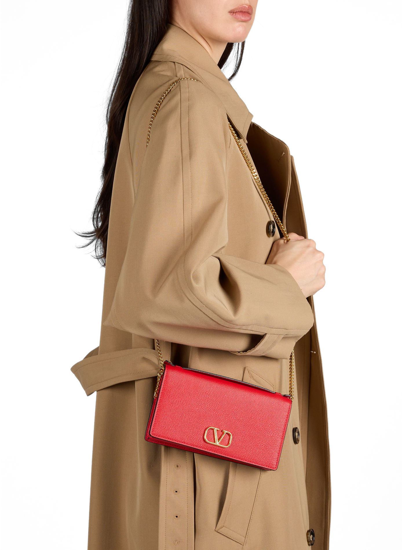 Pochette en cuir grainé VALENTINO Rouge