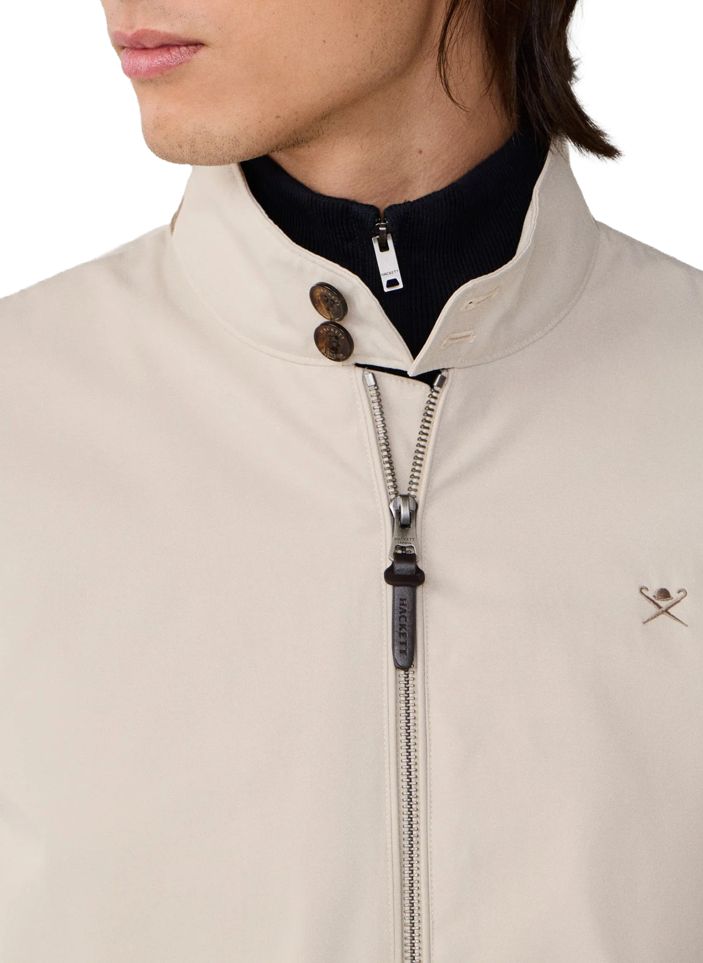 Recht jasje met opstaande kraag HACKETT Beige