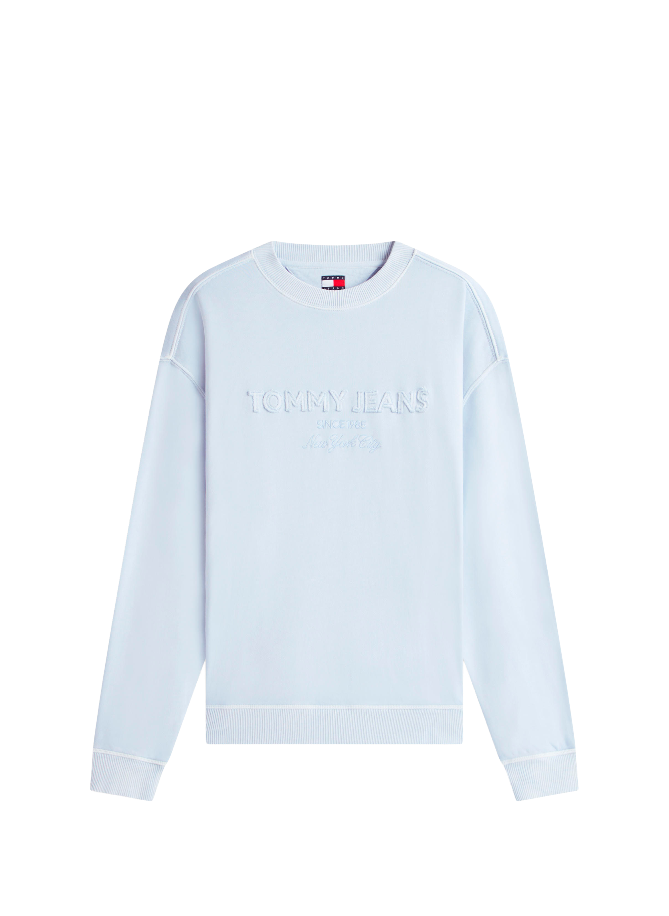 Sweat droit brodé en coton TOMMY HILFIGER Bleu