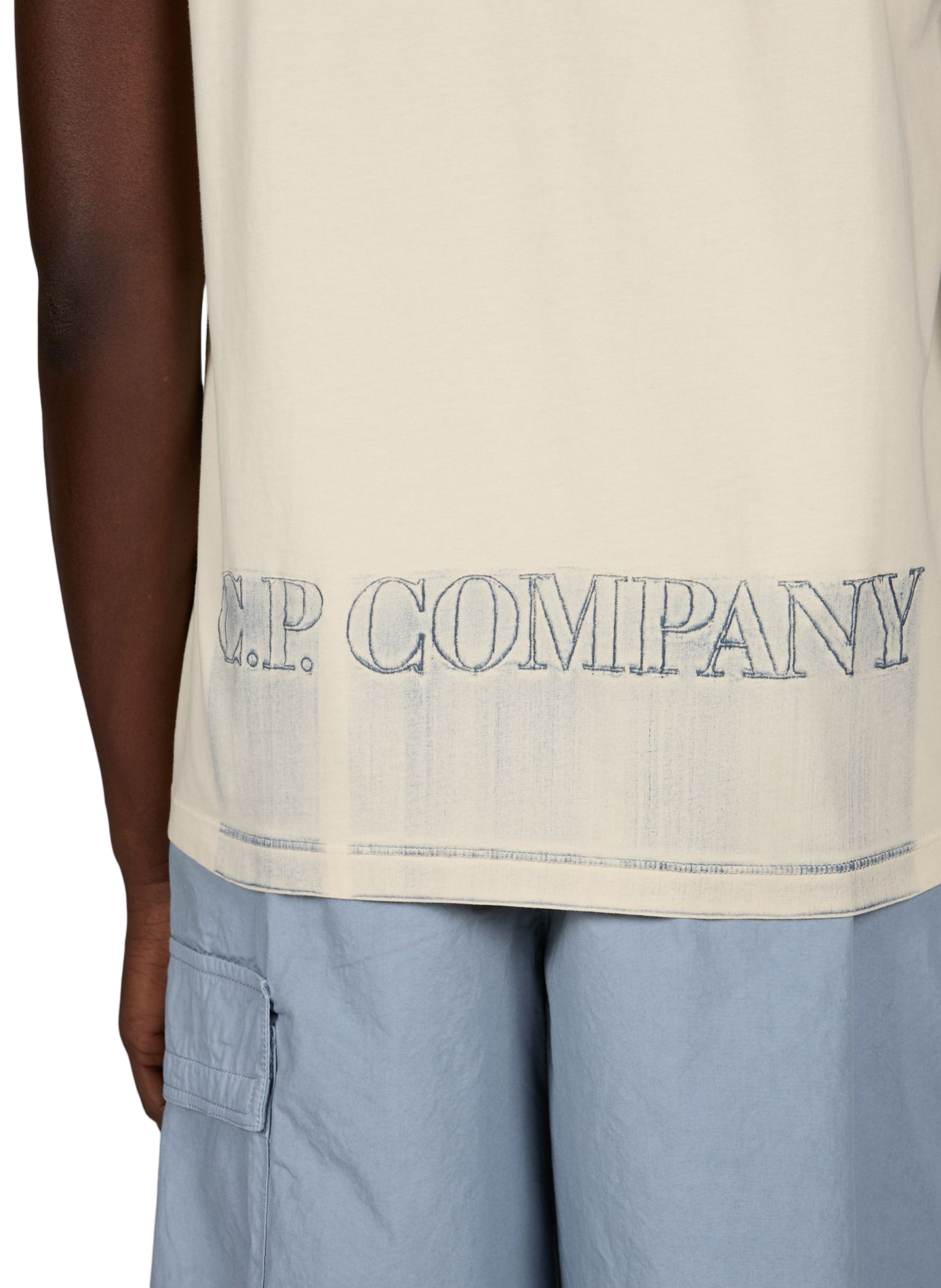 Biker-style cotton t-shirt CP COMPANY Beige