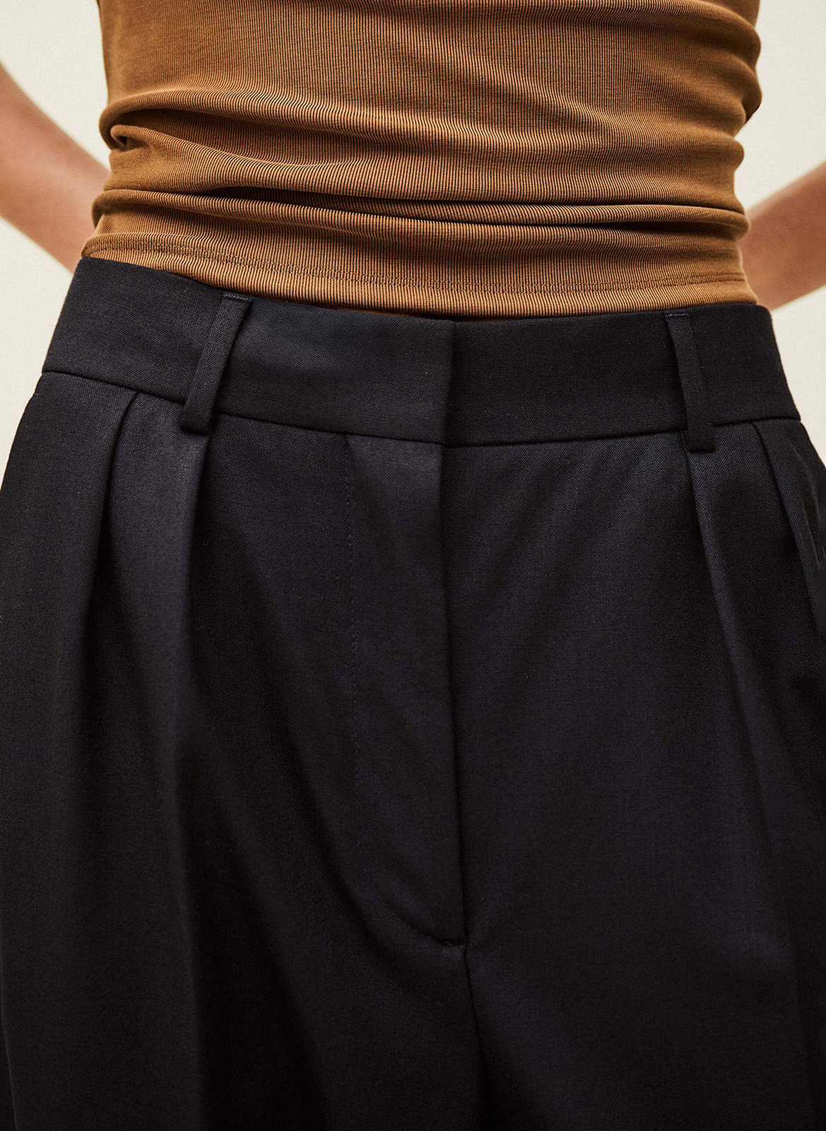 Pantalon large taille haute en laine nani BA&SH Bleu