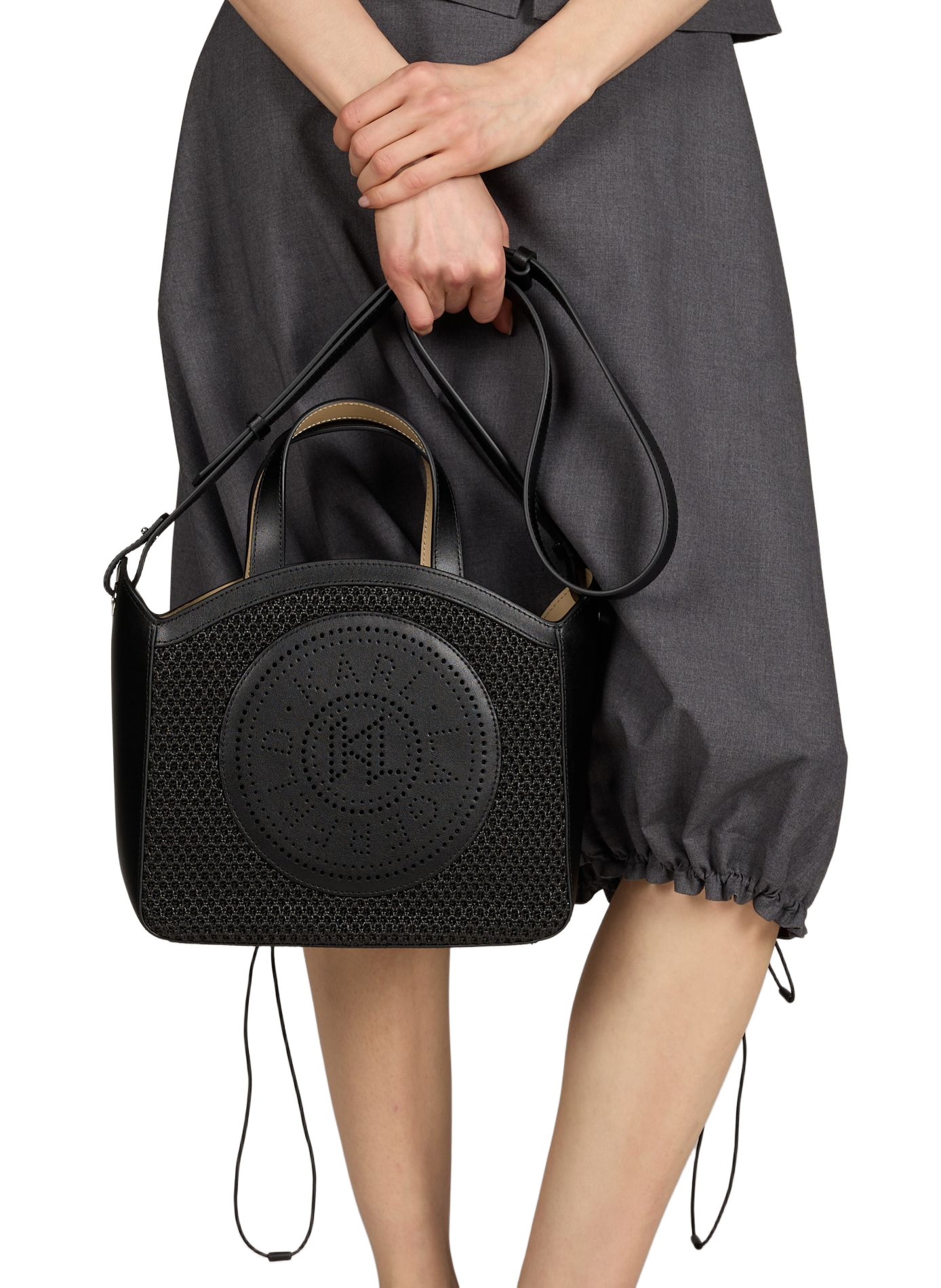 Sac à main K/Circle en cuir et mesh KARL LAGERFELD Noir