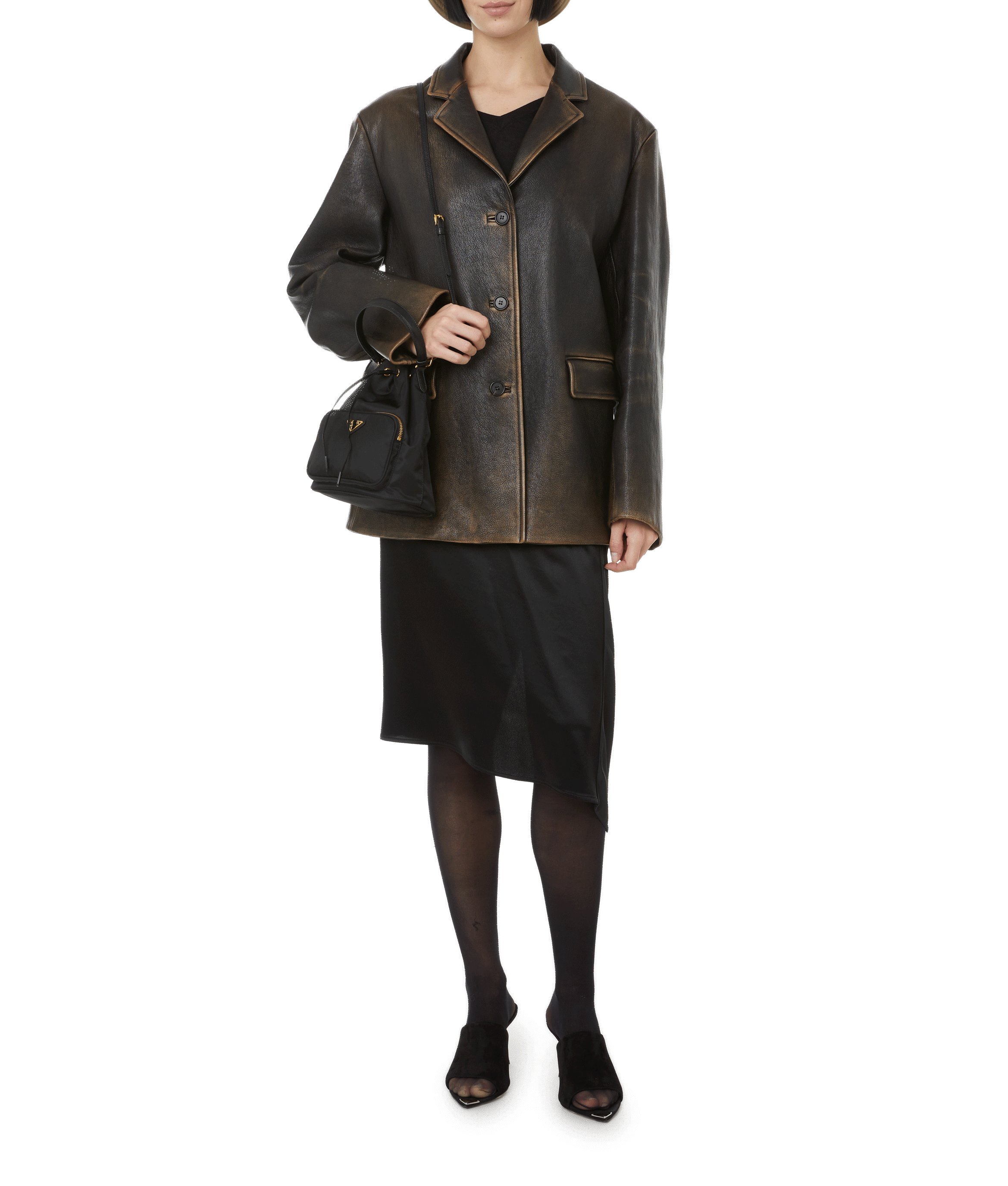 Suede slide sandals PRADA Black