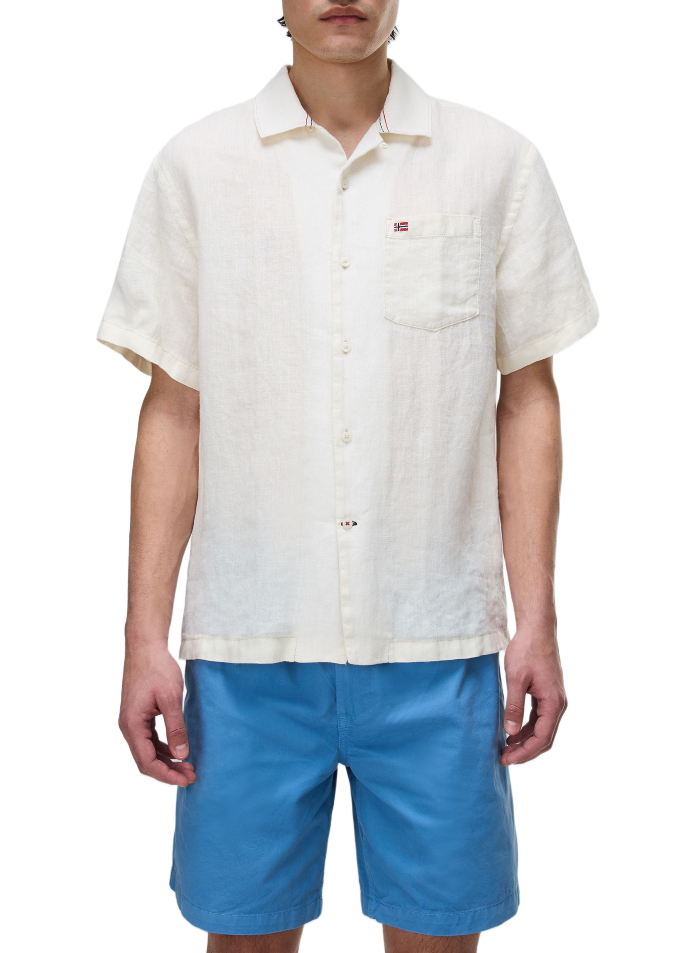 Chemise droite G-Linen en lin NAPAPIJRI Blanc