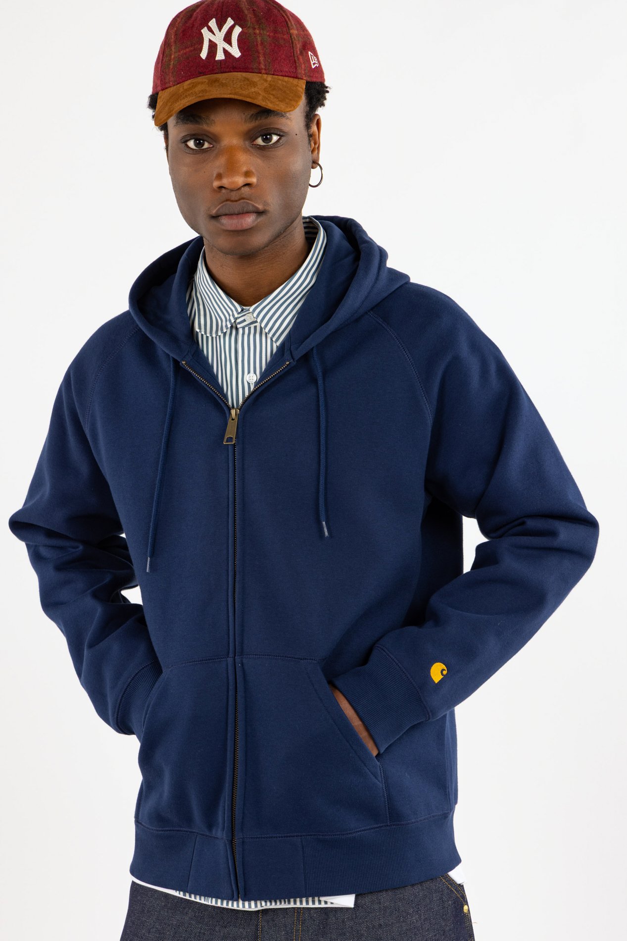 Hoodie zippé hooded chase CARHARTT WIP Bleu