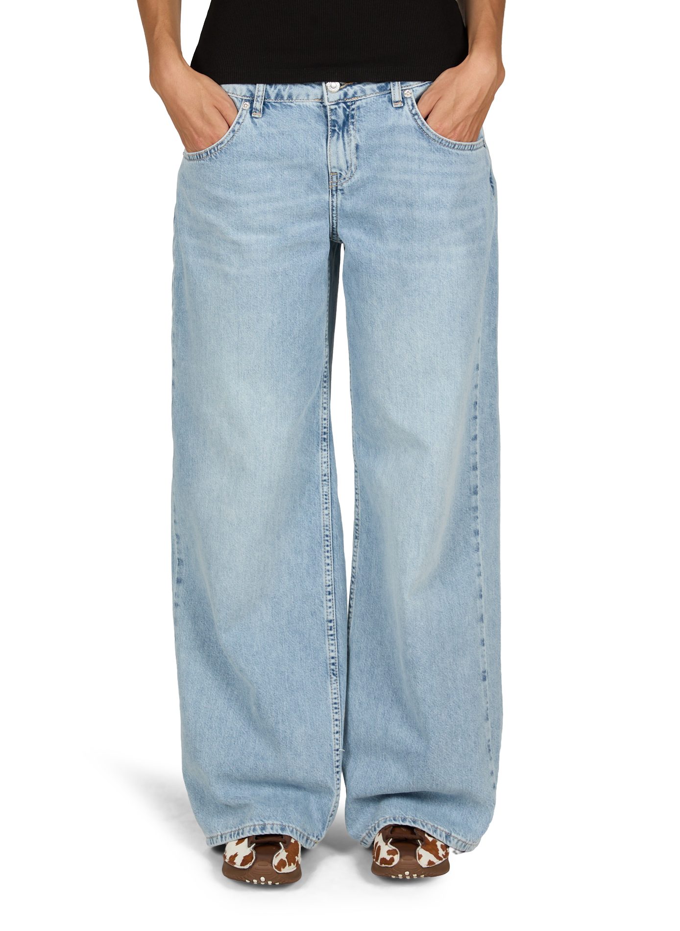 Jean droit Tsanna en coton TOPSHOP Bleu