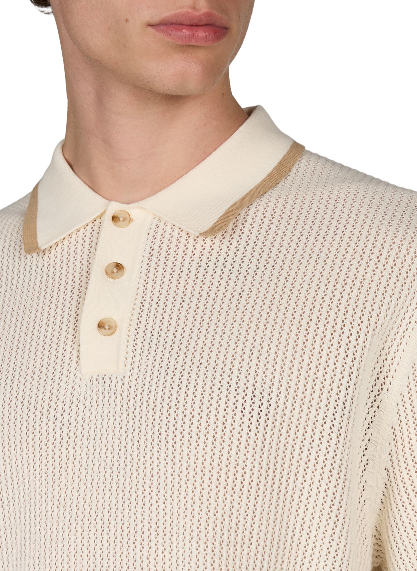 Short-sleeved cotton knit polo LES DEUX White